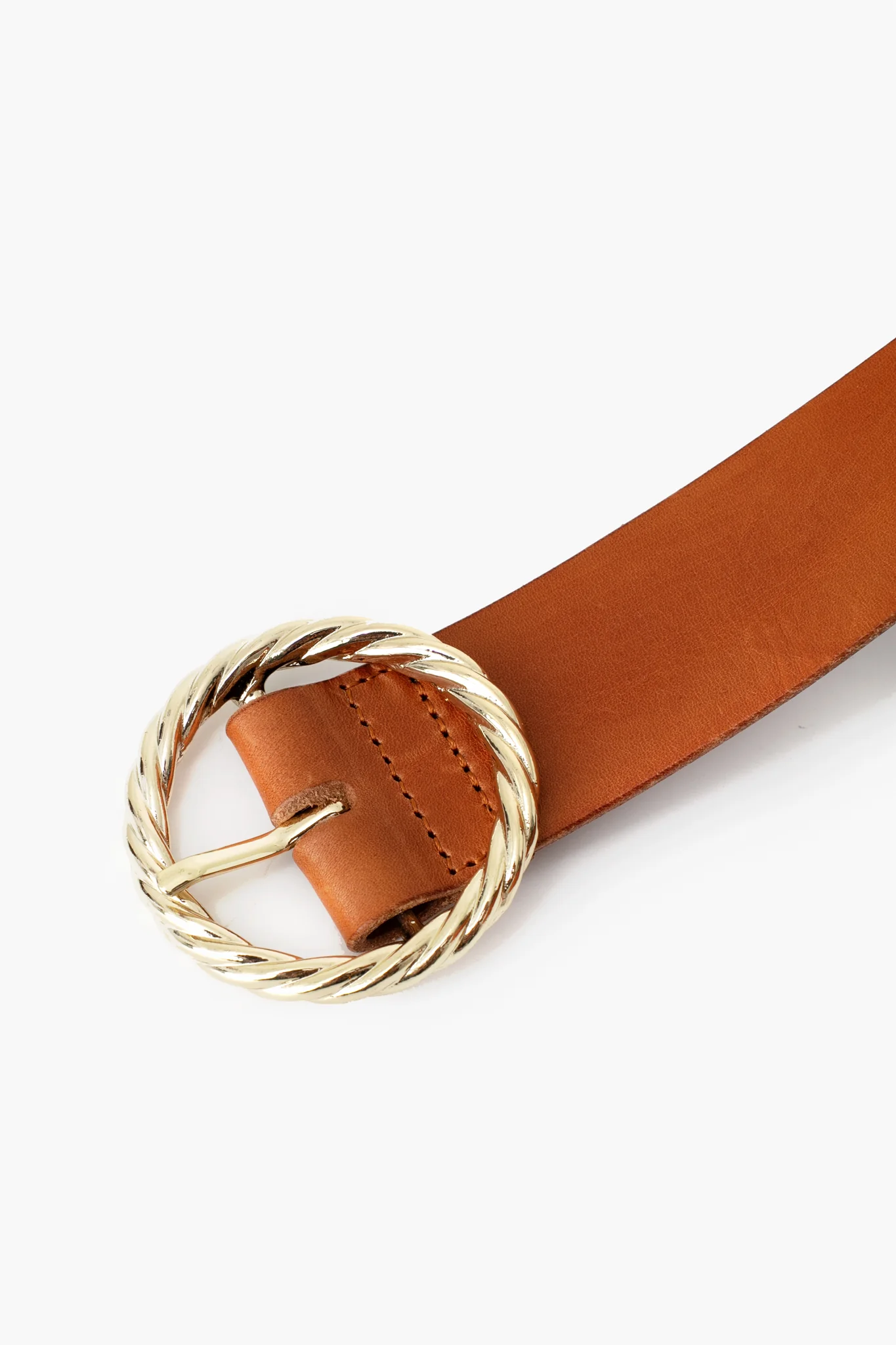 Cognac Leo Twisted Circle Buckle Belt - Image 3