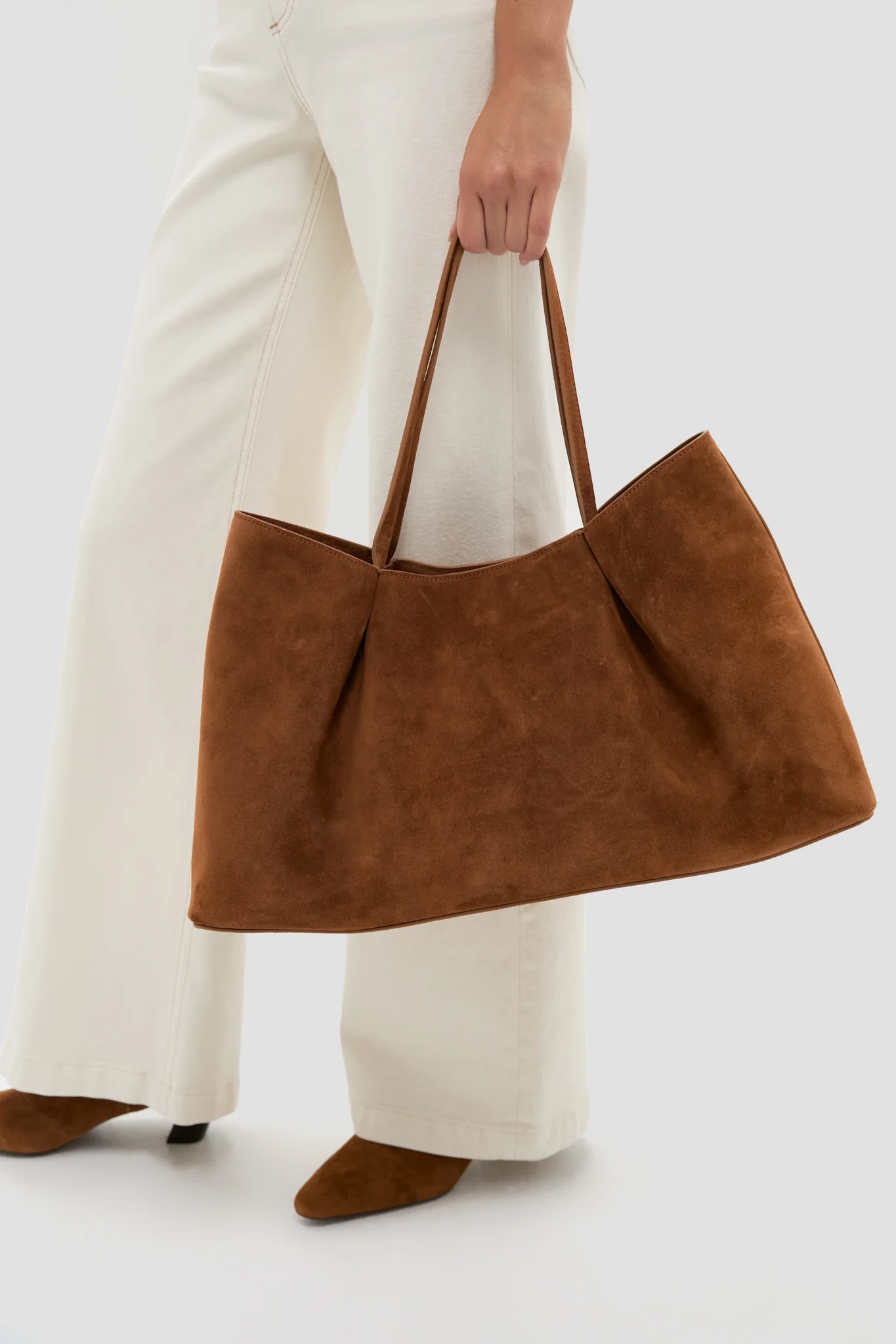 Cognac Suede Dimple Tote - Image 2