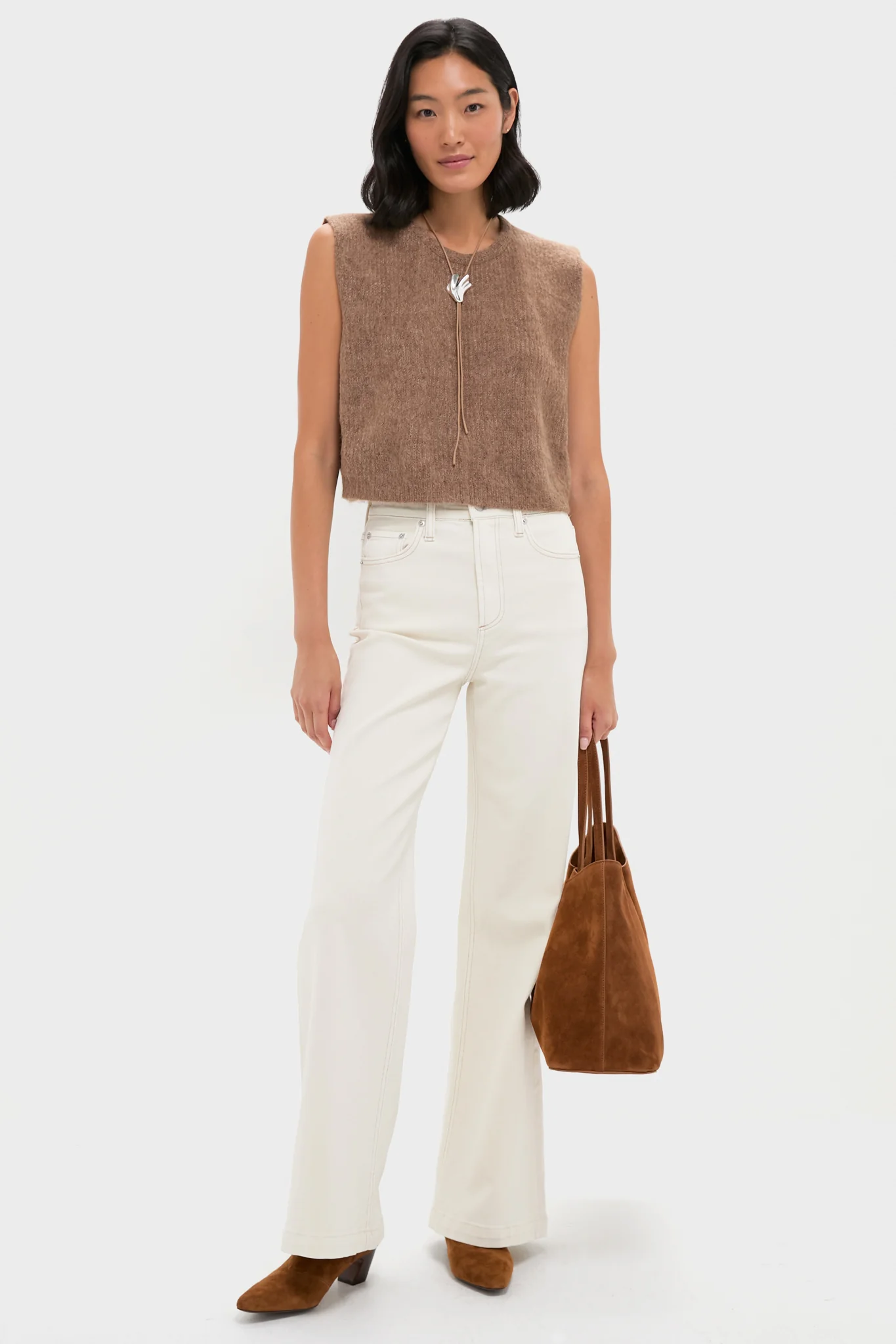 Cognac Suede Dimple Tote - Image 3