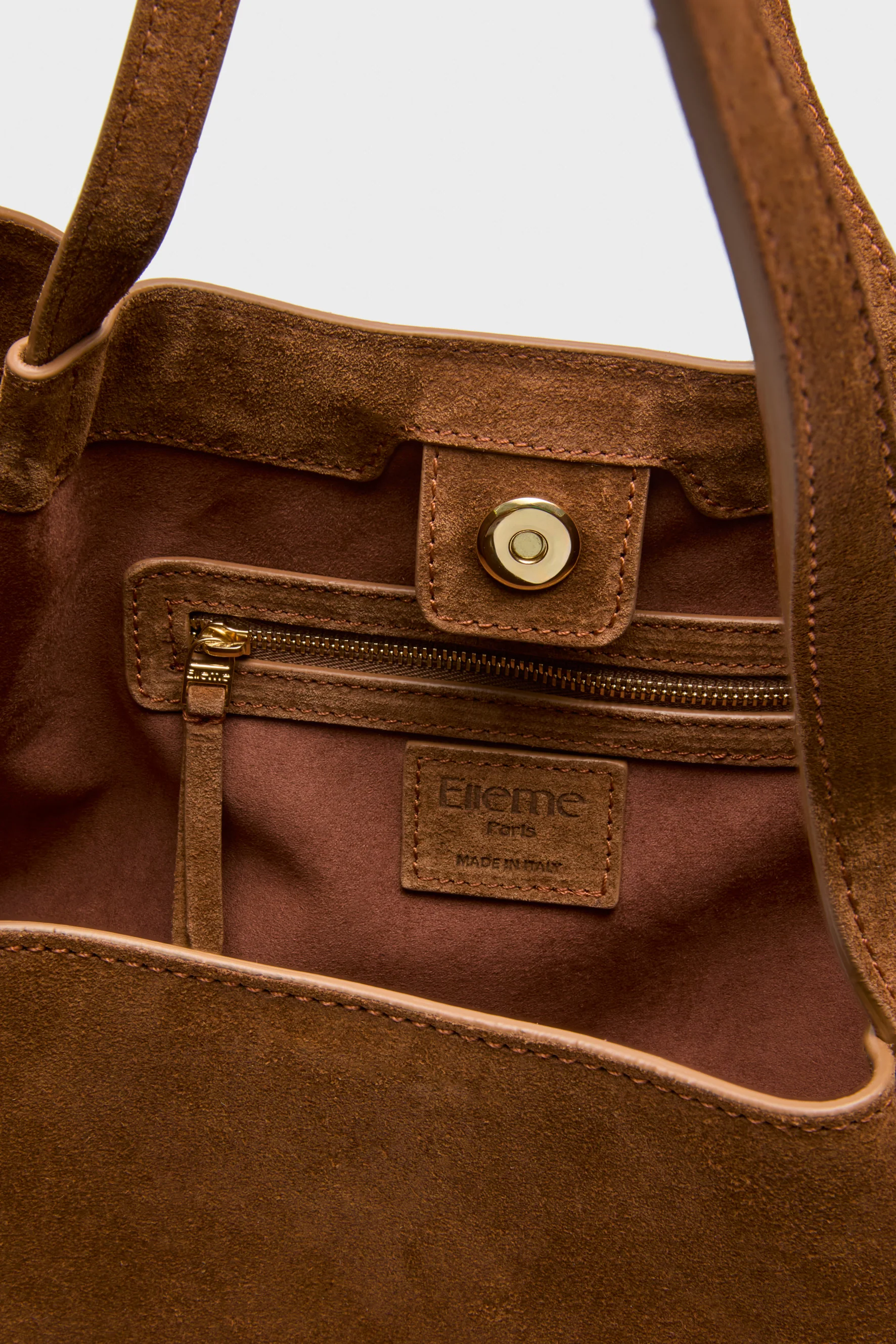 Cognac Suede Dimple Tote - Image 5