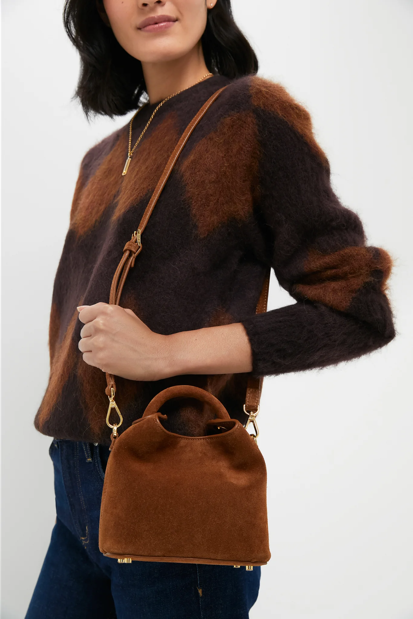 Cognac Suede Madeleine Bag - Image 4