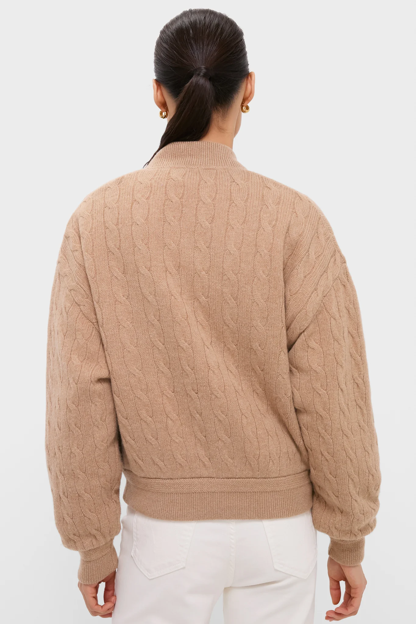 Collection Camel Melange Wool Cashmere Sweater Bomber Coat - Image 4
