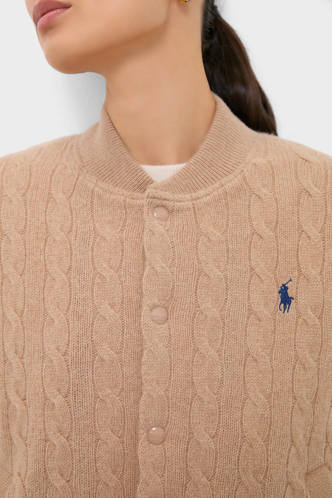 Collection Camel Melange Wool Cashmere Sweater Bomber Coat - Image 5