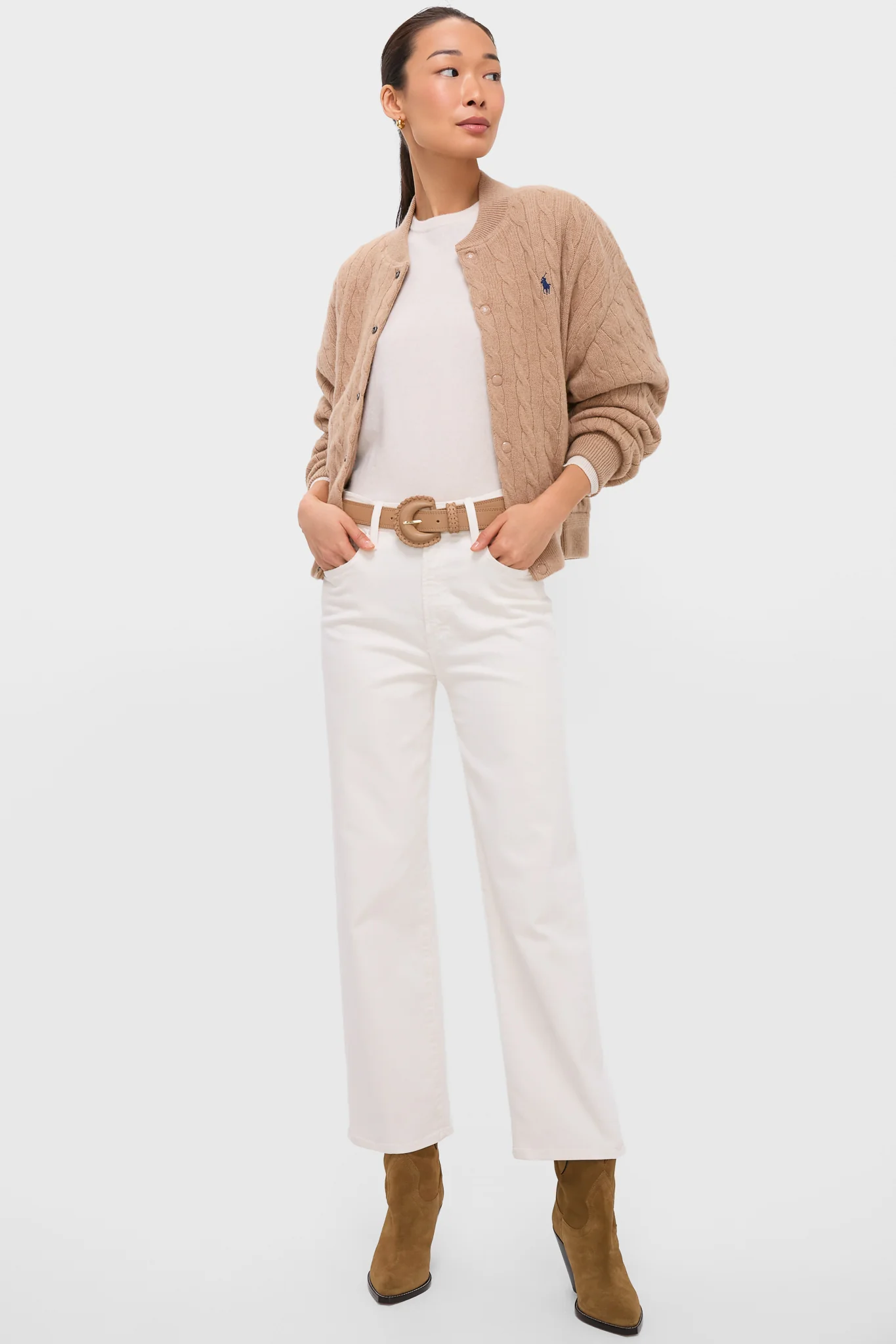 Collection Camel Melange Wool Cashmere Sweater Bomber Coat - Image 6