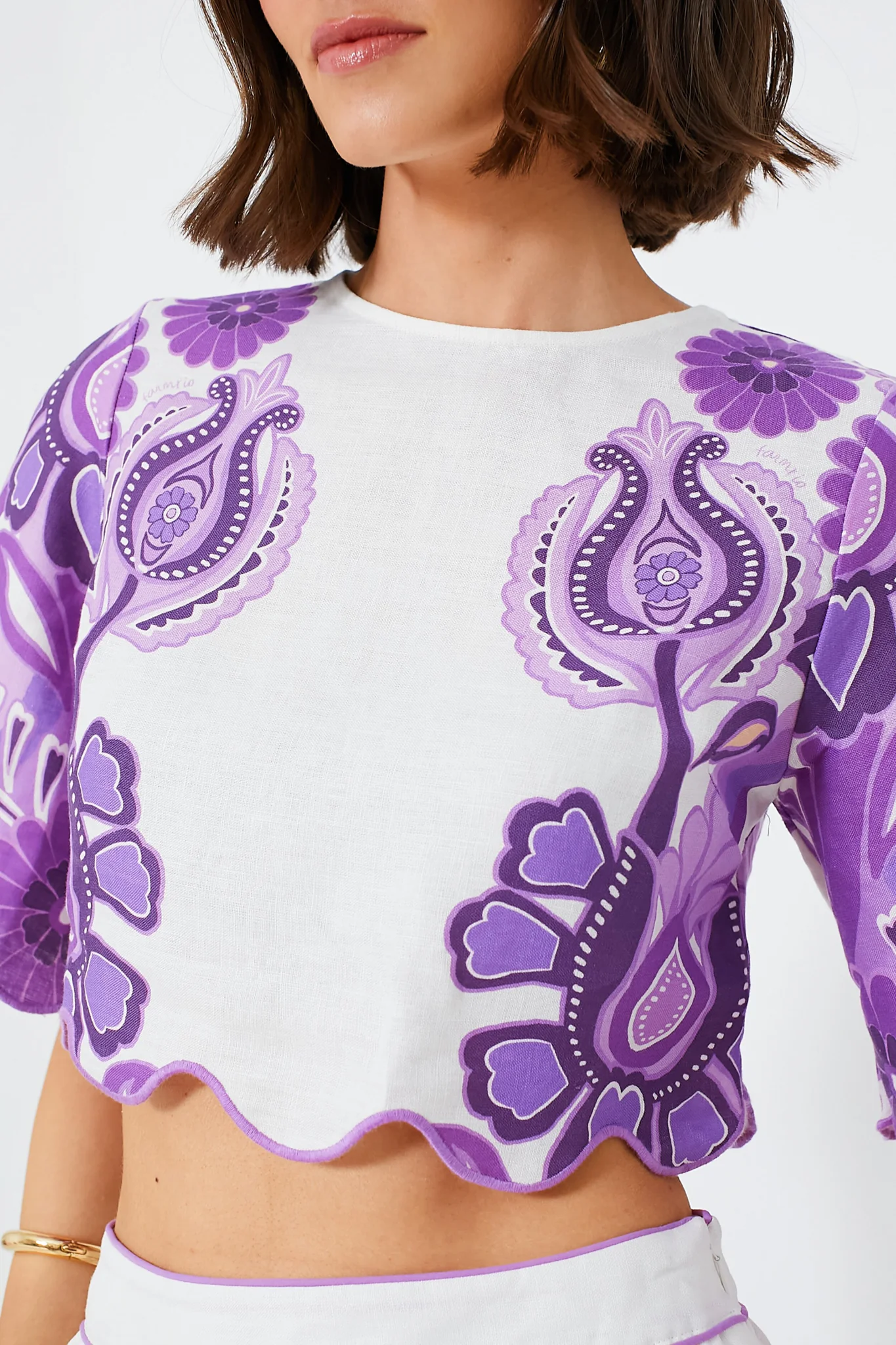 Color Festival Cream Cropped Blouse - Image 5