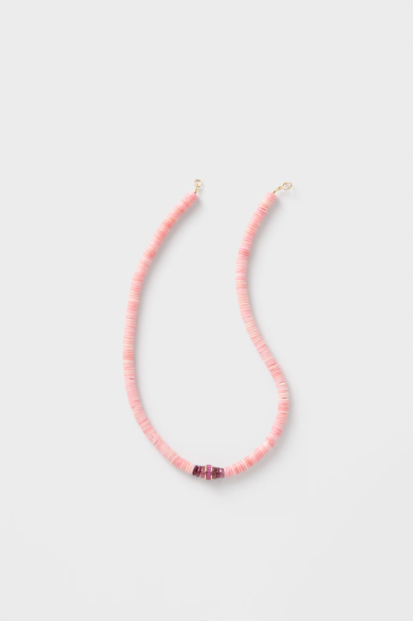 Conch With Ruby Barrel Bead Necklace