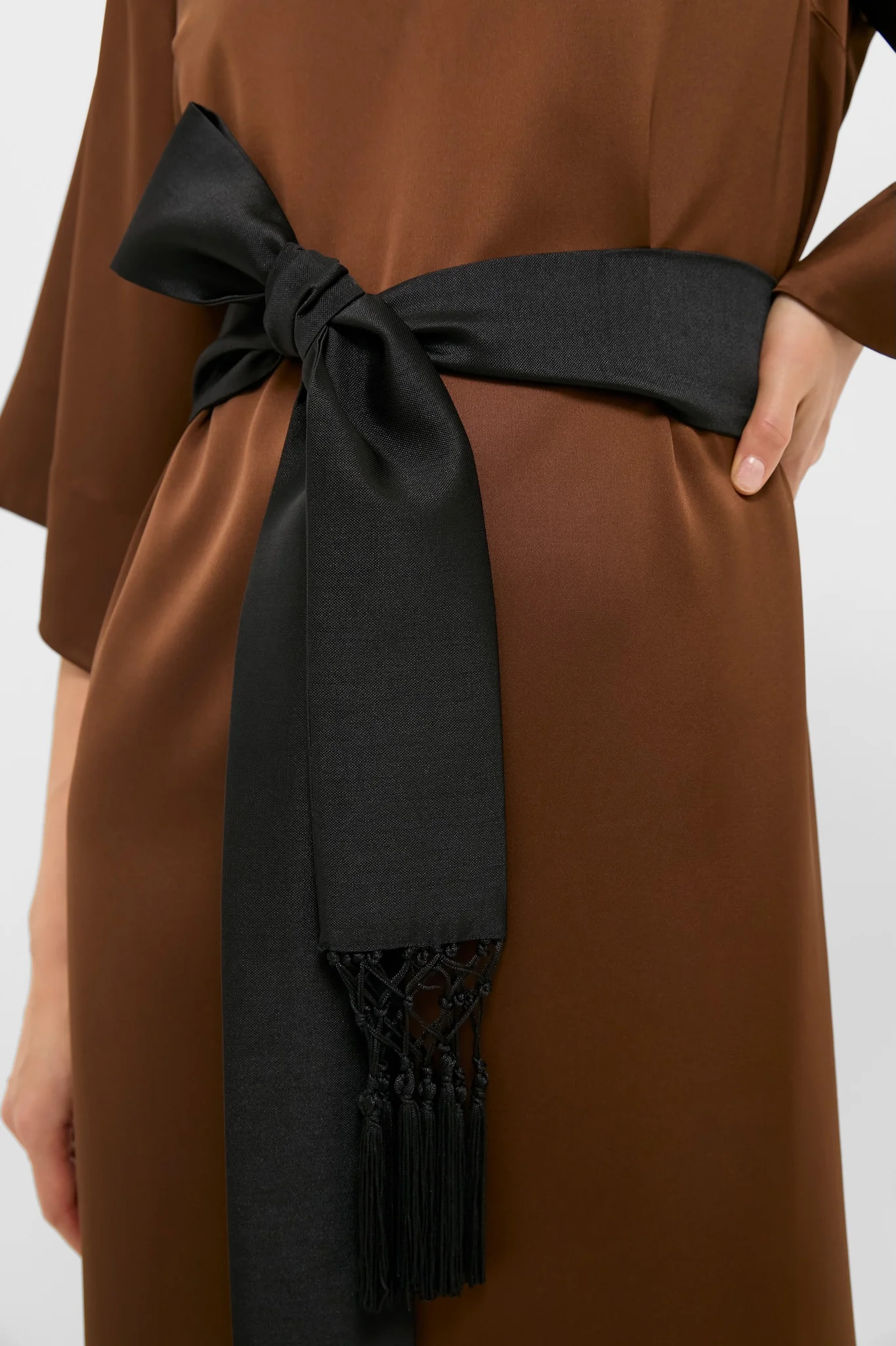 Chocolate Brown Satin Emiliana Maxi Dress - Image 6