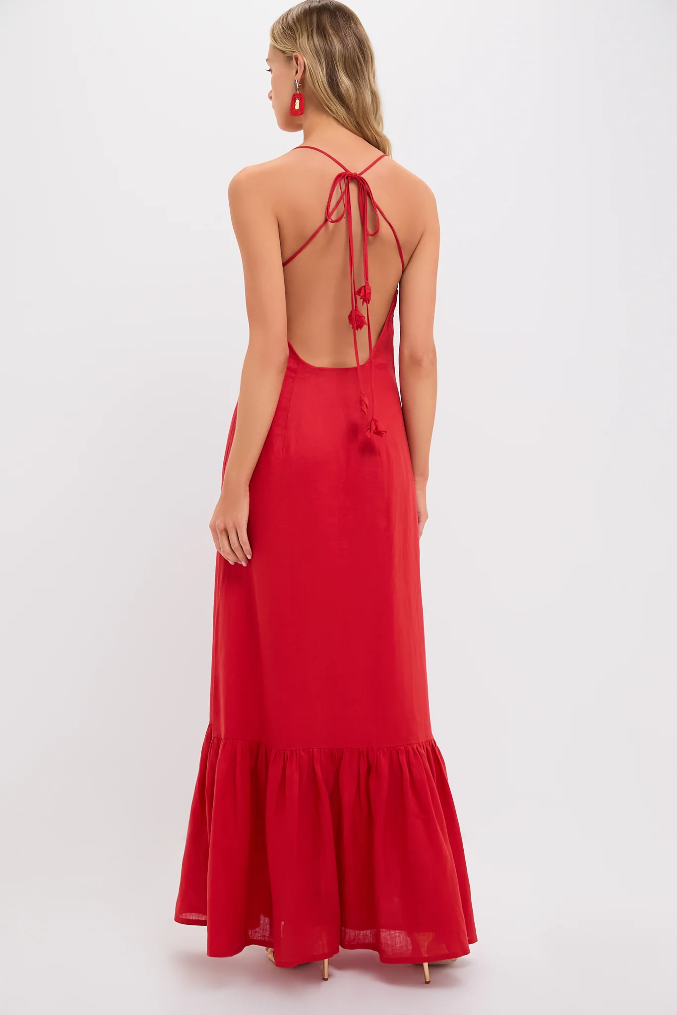 Coral Red Poema Eterno Embroidered Maxi Dress - Image 5