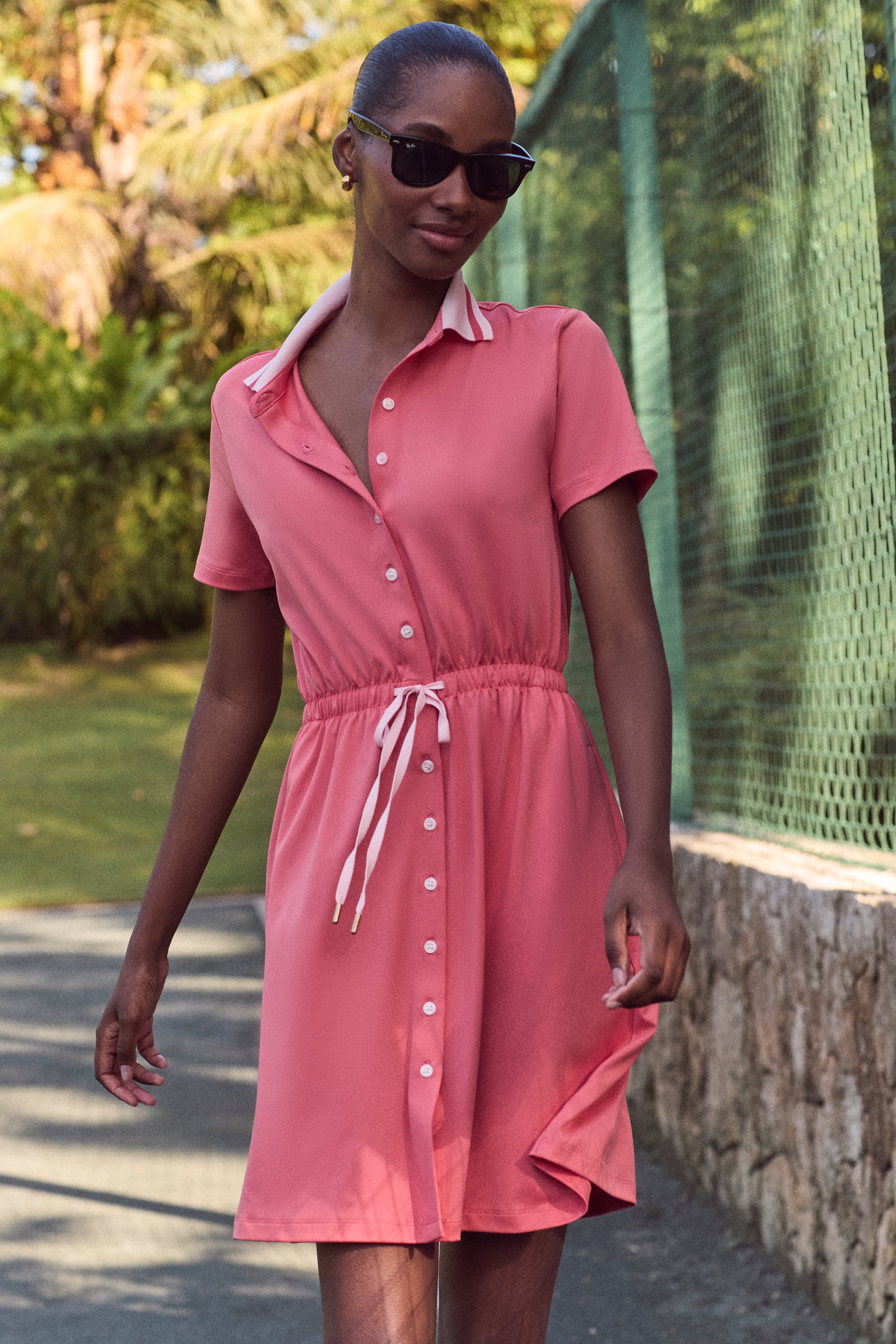 Coral Short Sleeve Performance Jersey Alcott Golf Dress - Image 2