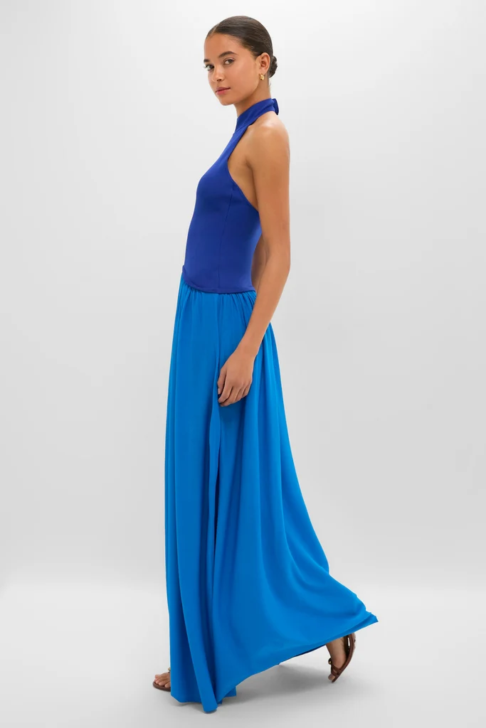 Cosmic Blue Soglio Halter Maxi Dress - Image 3