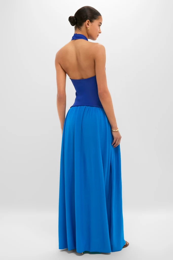 Cosmic Blue Soglio Halter Maxi Dress - Image 4
