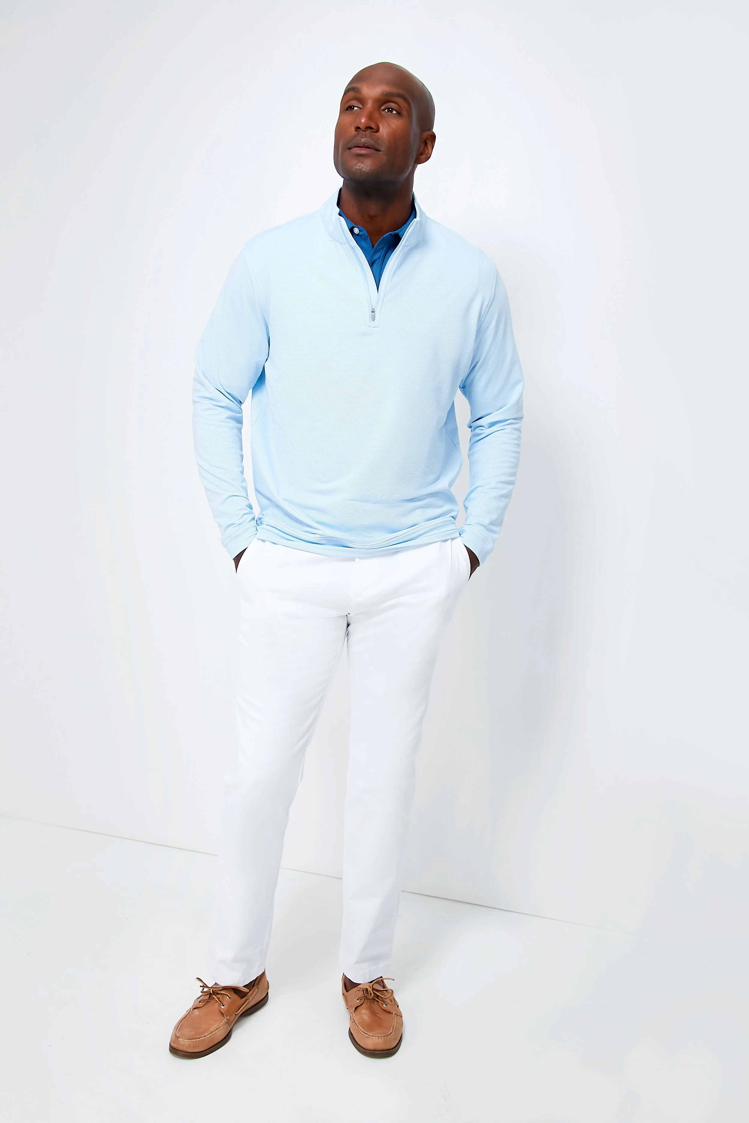 Cottage Blue Perth Sugar Stripe Performance Quarter-Zip - Image 3