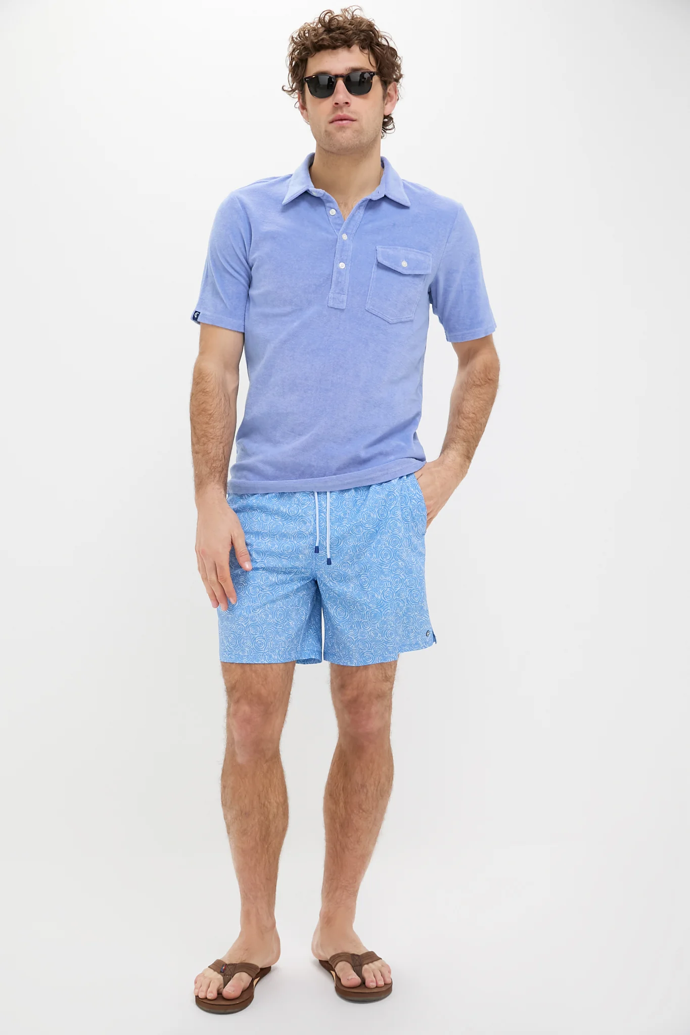 Cottage Blue Ripple Effect Swim Trunks - Image 2