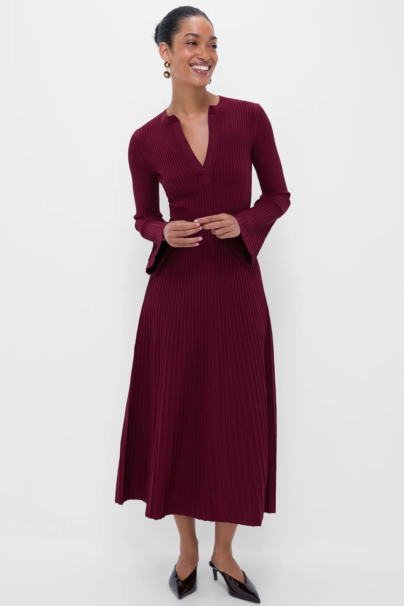 Cranberry Genna Long Sleeve Midi Dress
