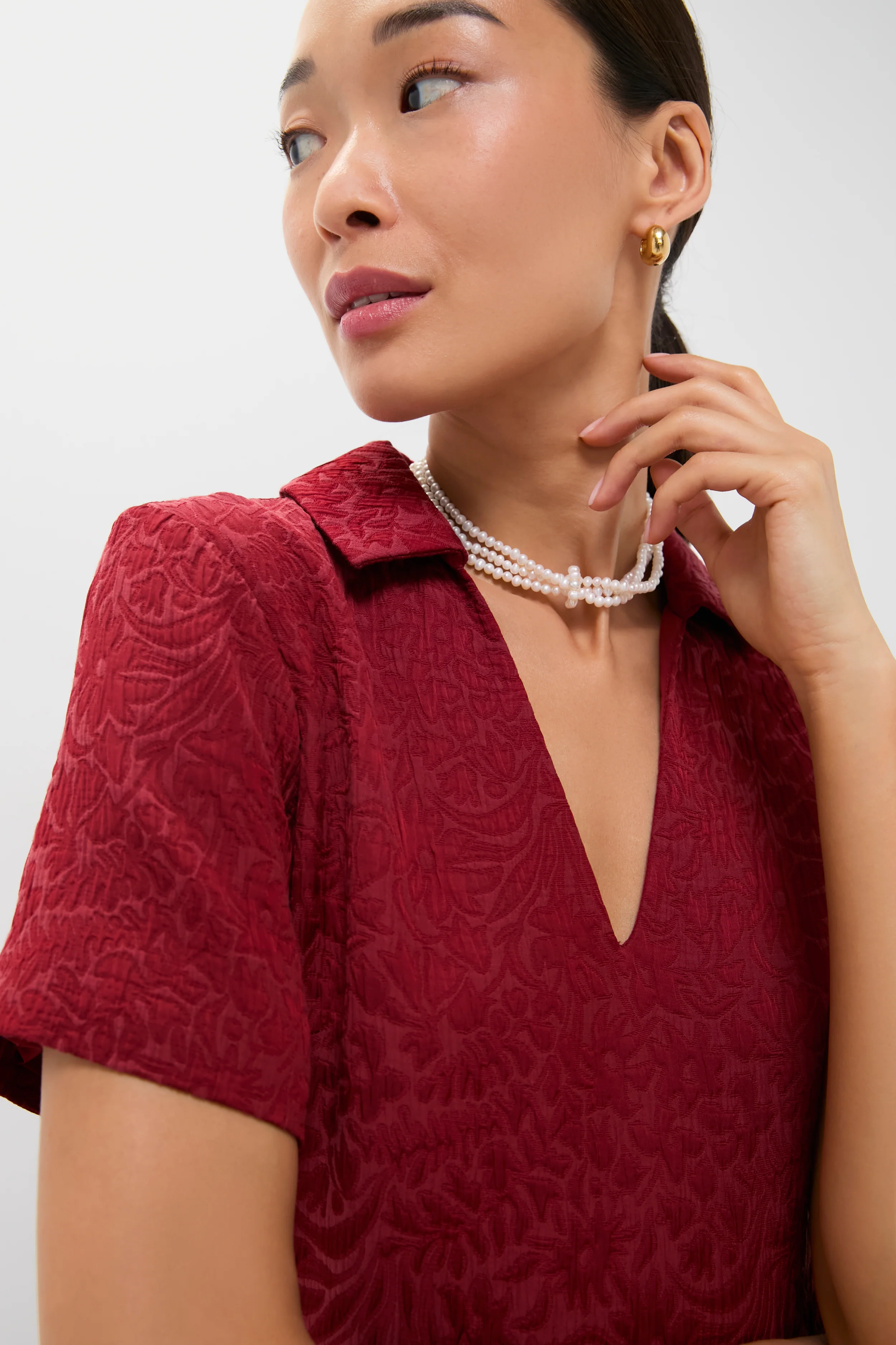 Cranberry Jacquard Adelaide Dress - Image 2