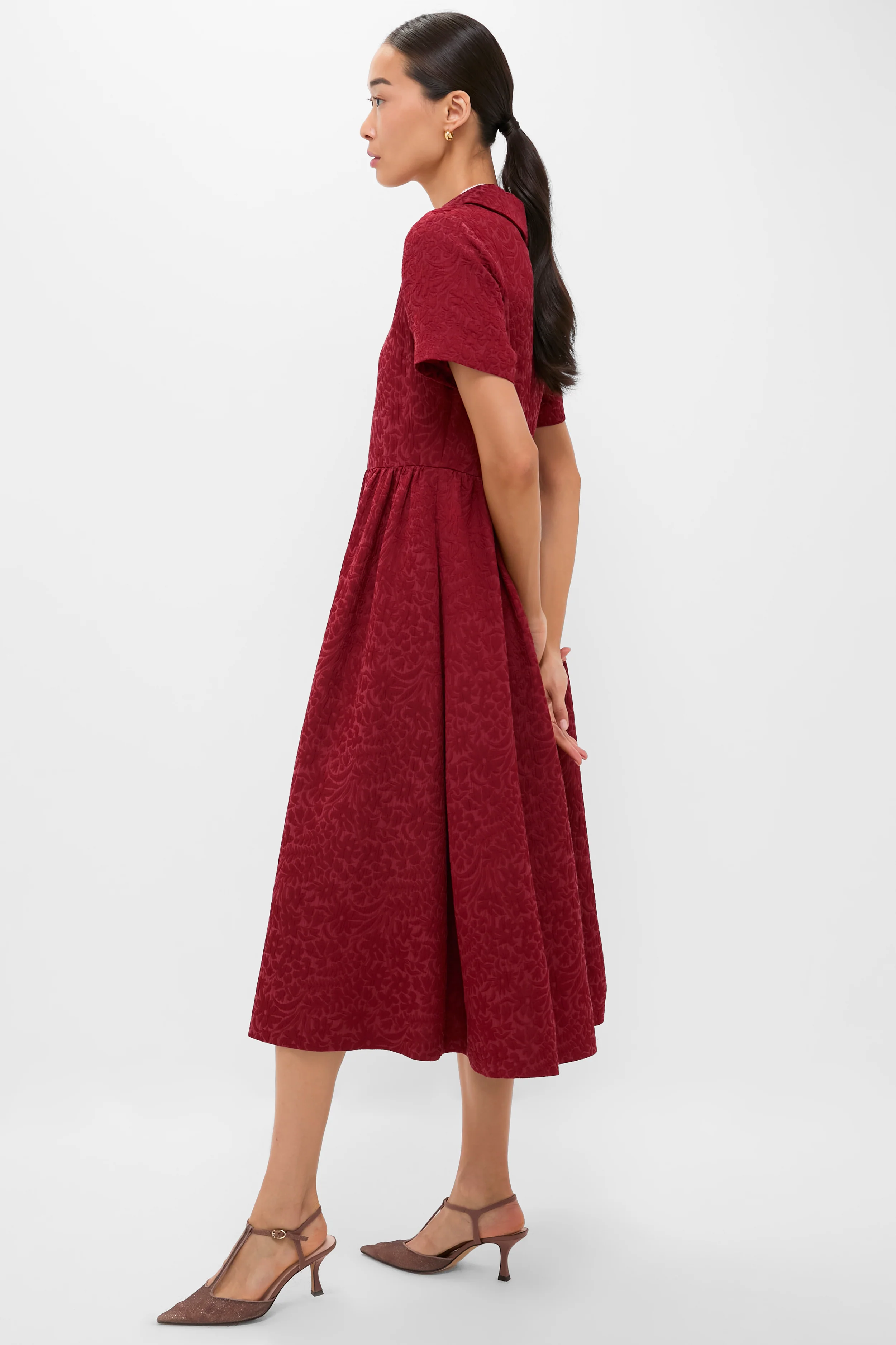 Cranberry Jacquard Adelaide Dress - Image 3