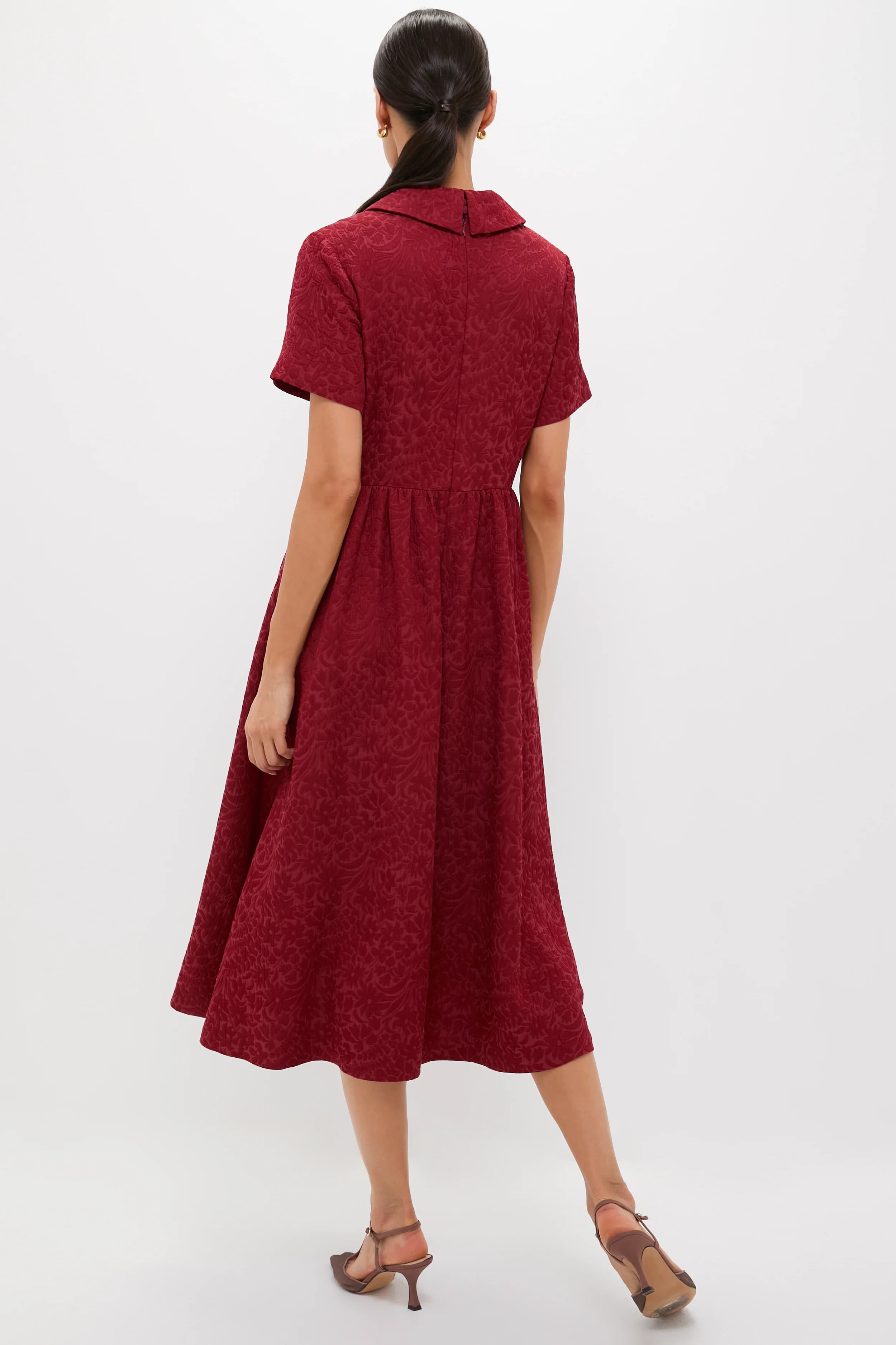 Cranberry Jacquard Adelaide Dress - Image 4