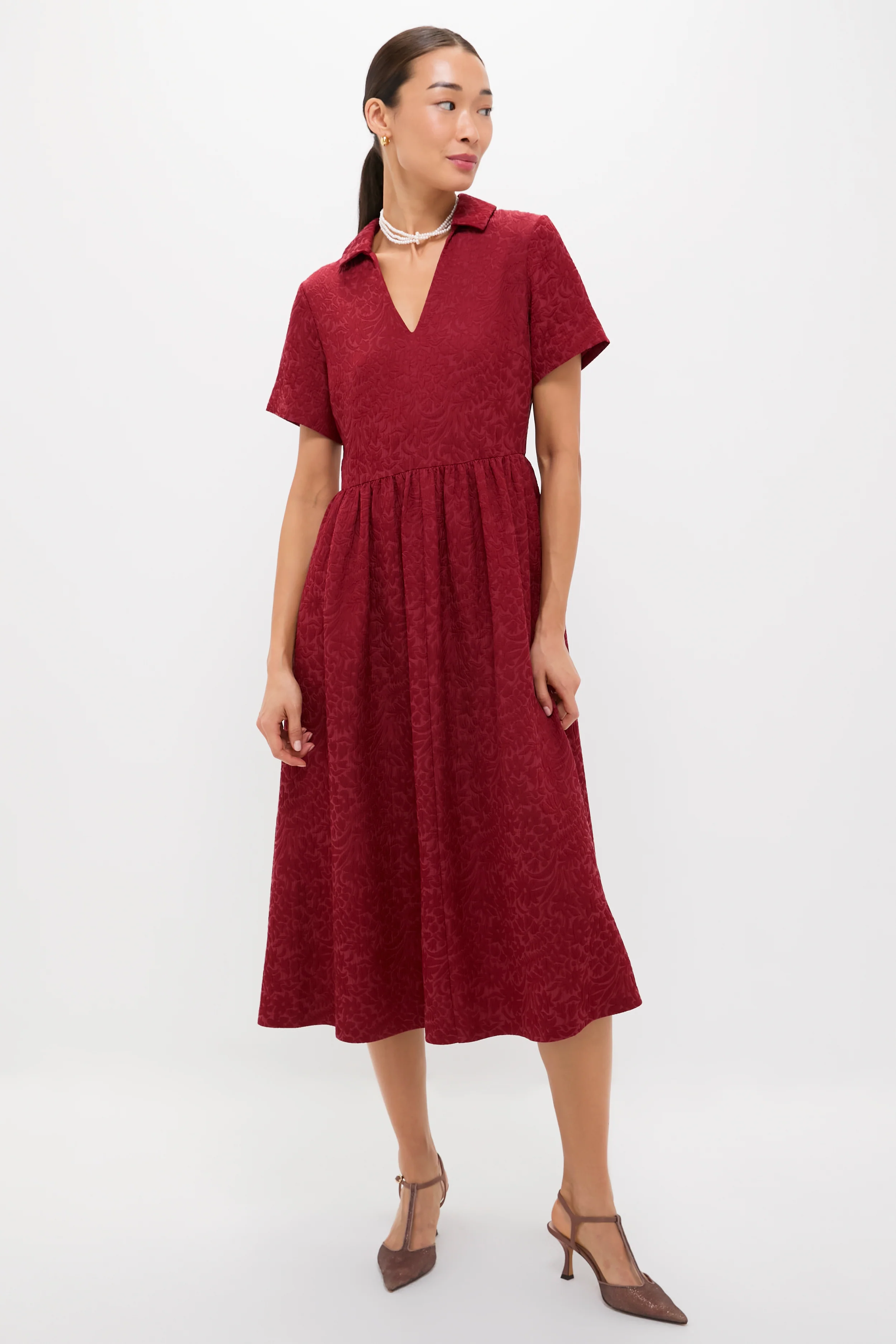 Cranberry Jacquard Adelaide Dress - Image 6