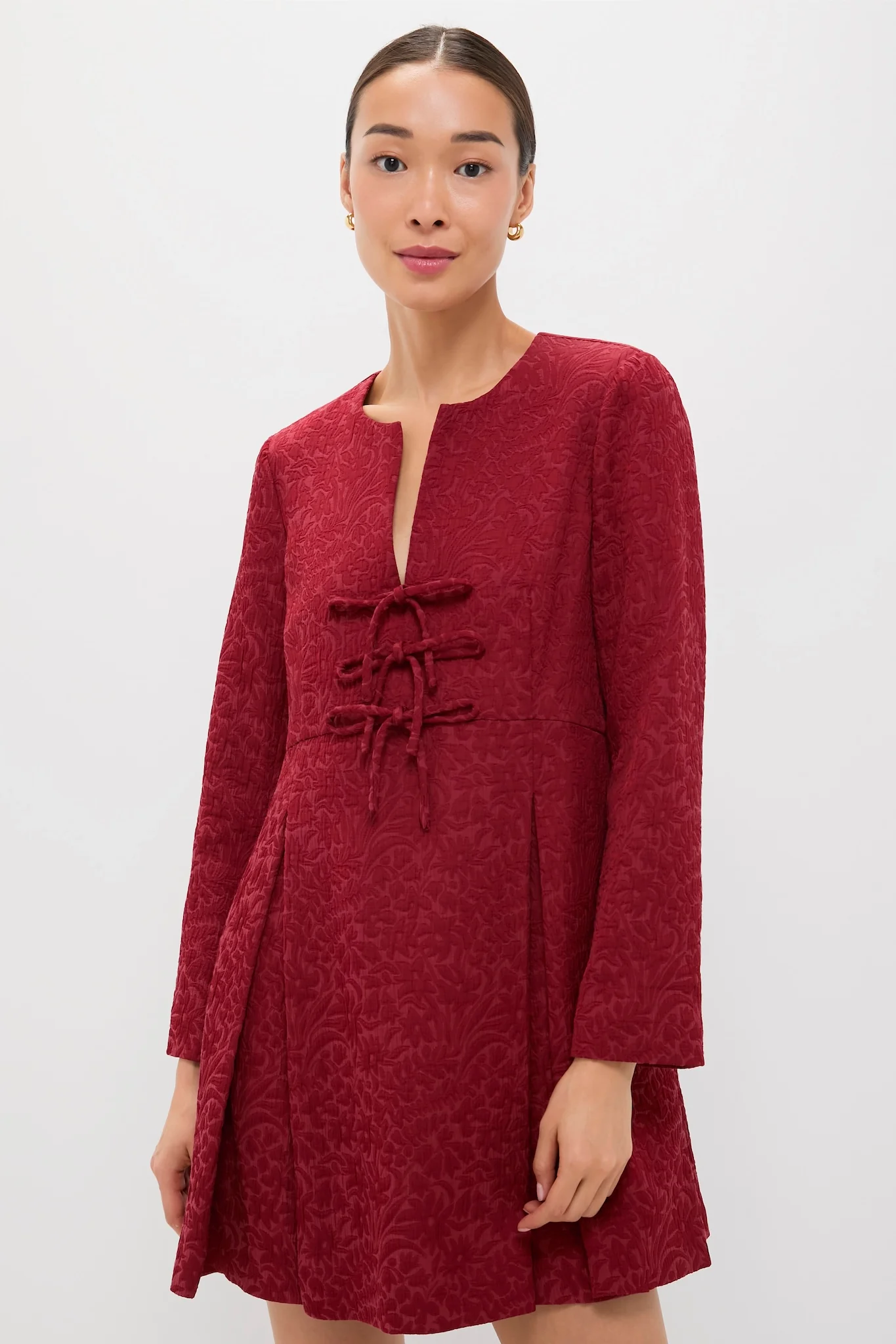 Cranberry Jacquard Blair Bow Coat Dress