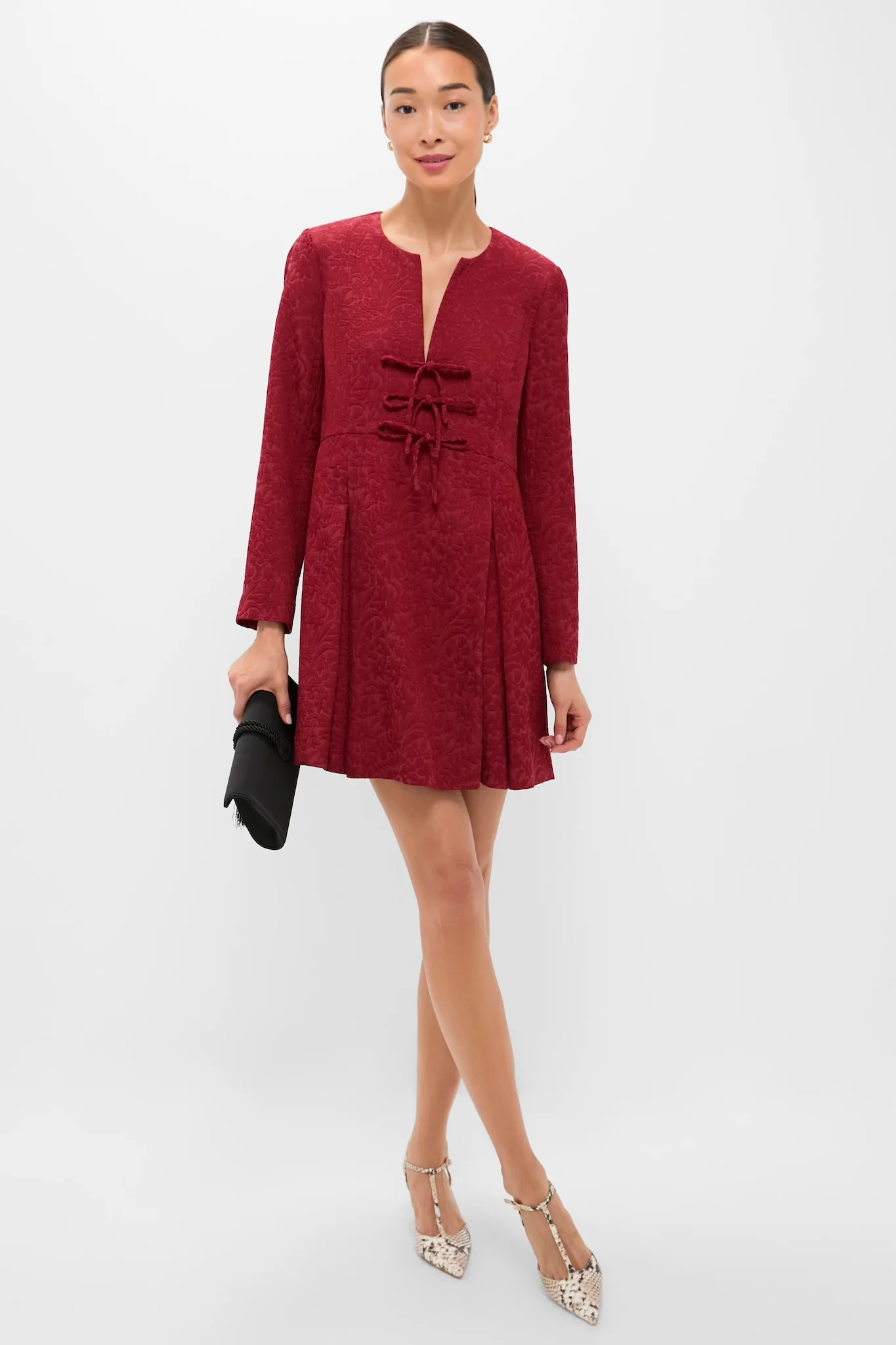 Cranberry Jacquard Blair Bow Coat Dress - Image 2