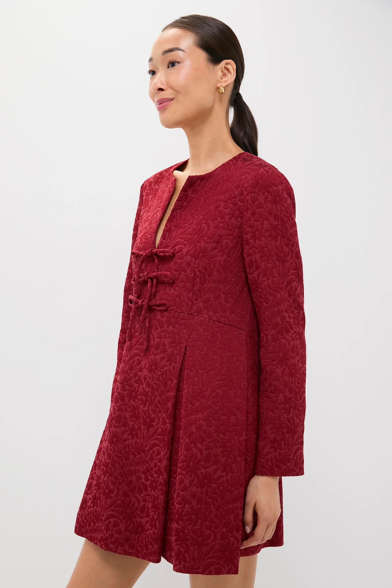 Cranberry Jacquard Blair Bow Coat Dress - Image 3