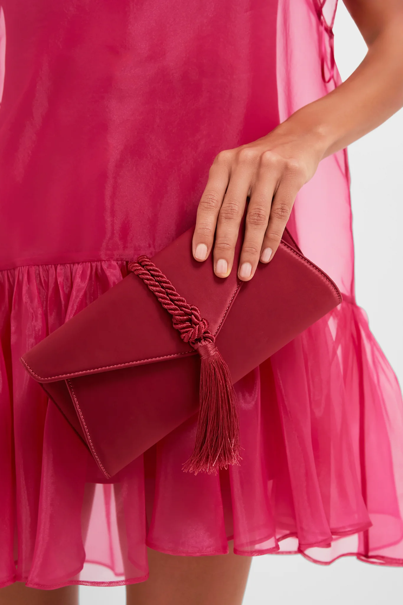 Cranberry Satin Gabrielle Clutch - Image 3