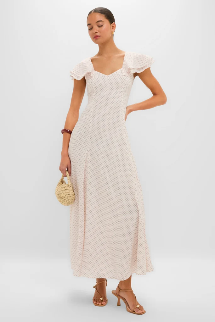 Cream and Red Polka Dot Marlowe Flutter Dress - Image 2