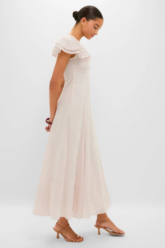 Cream and Red Polka Dot Marlowe Flutter Dress - Image 3