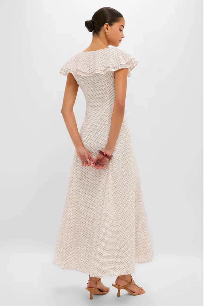Cream and Red Polka Dot Marlowe Flutter Dress - Image 4