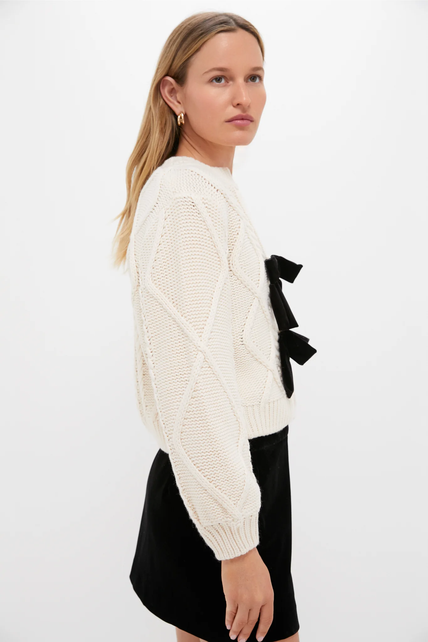 Cream & Black Velvet Bows Bess Cardigan - Image 3