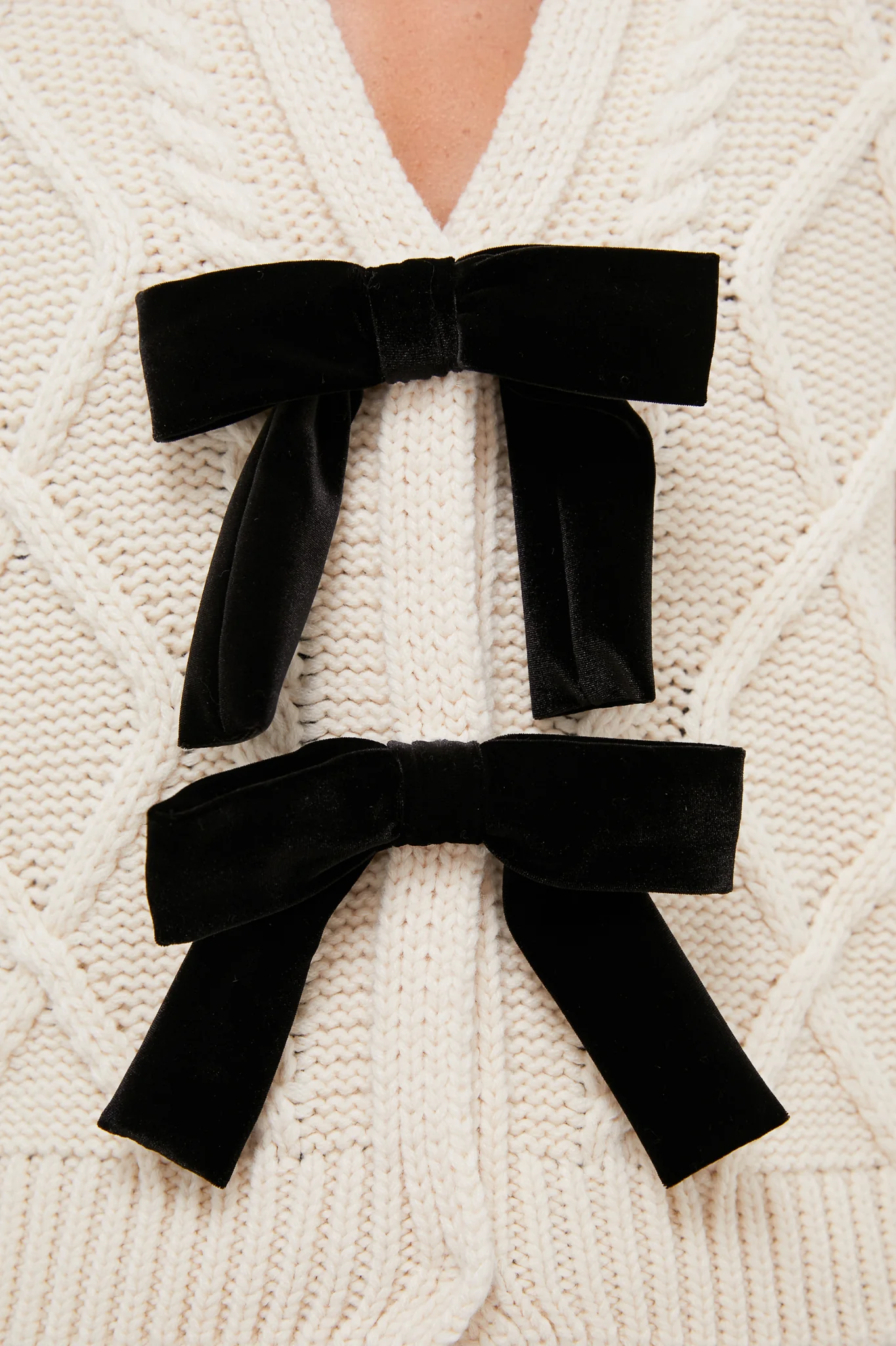 Cream & Black Velvet Bows Bess Cardigan - Image 5