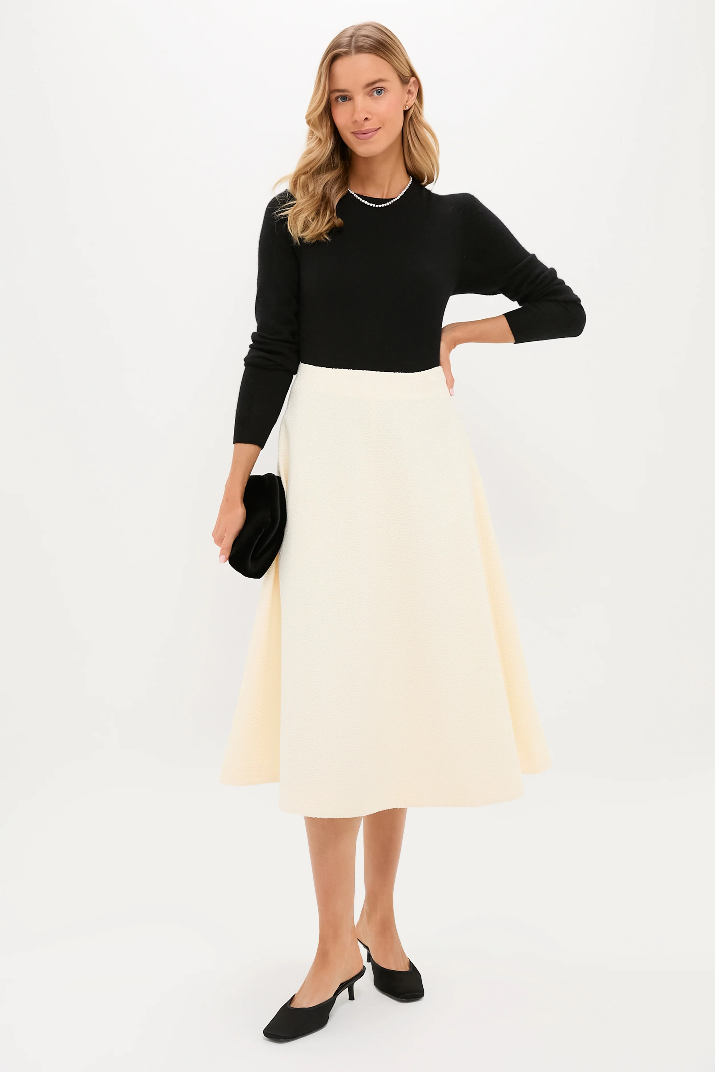 Cream Boucle Nicolette Skirt - Image 2