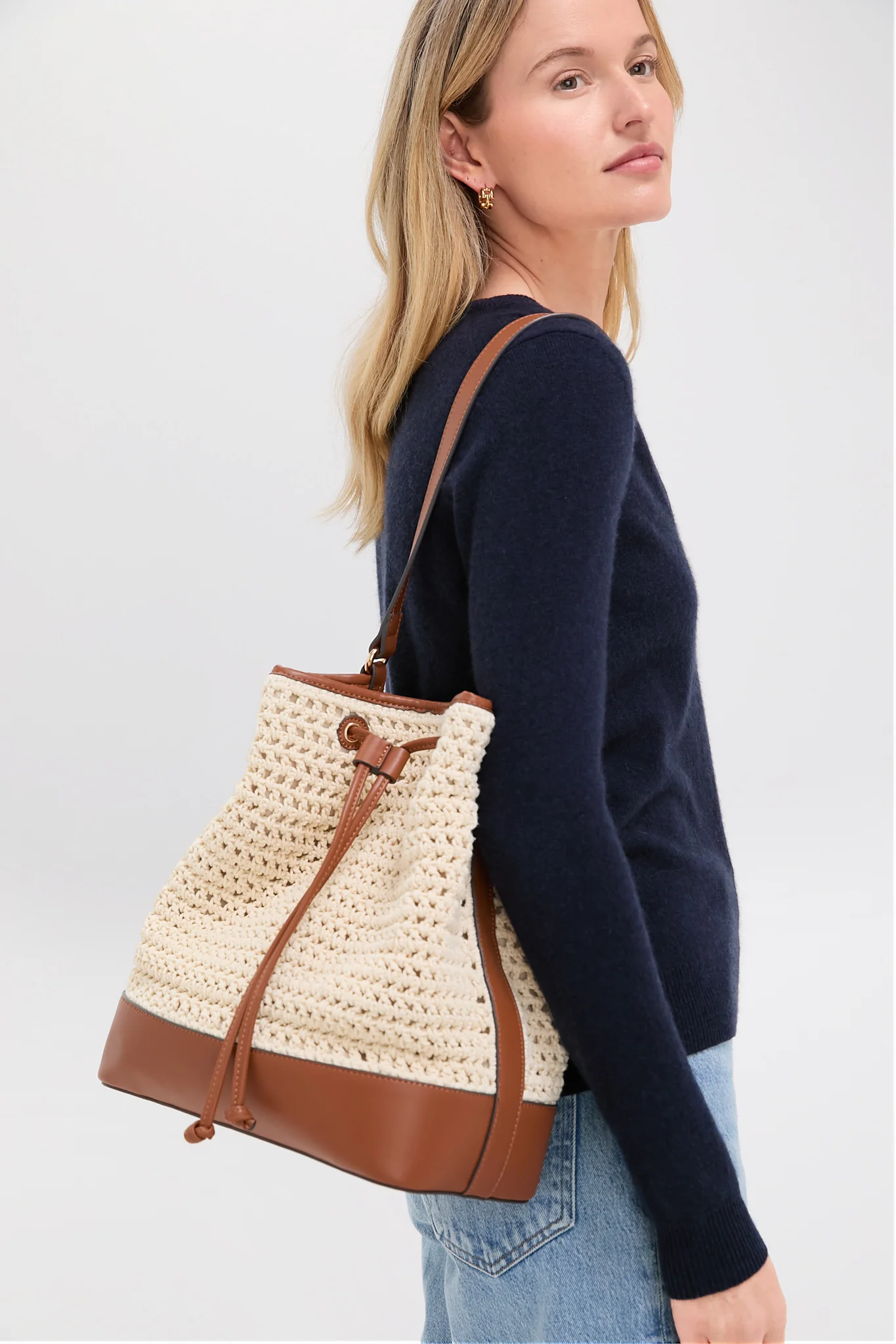 Cream Crochet Dakota Bucket Bag - Image 2