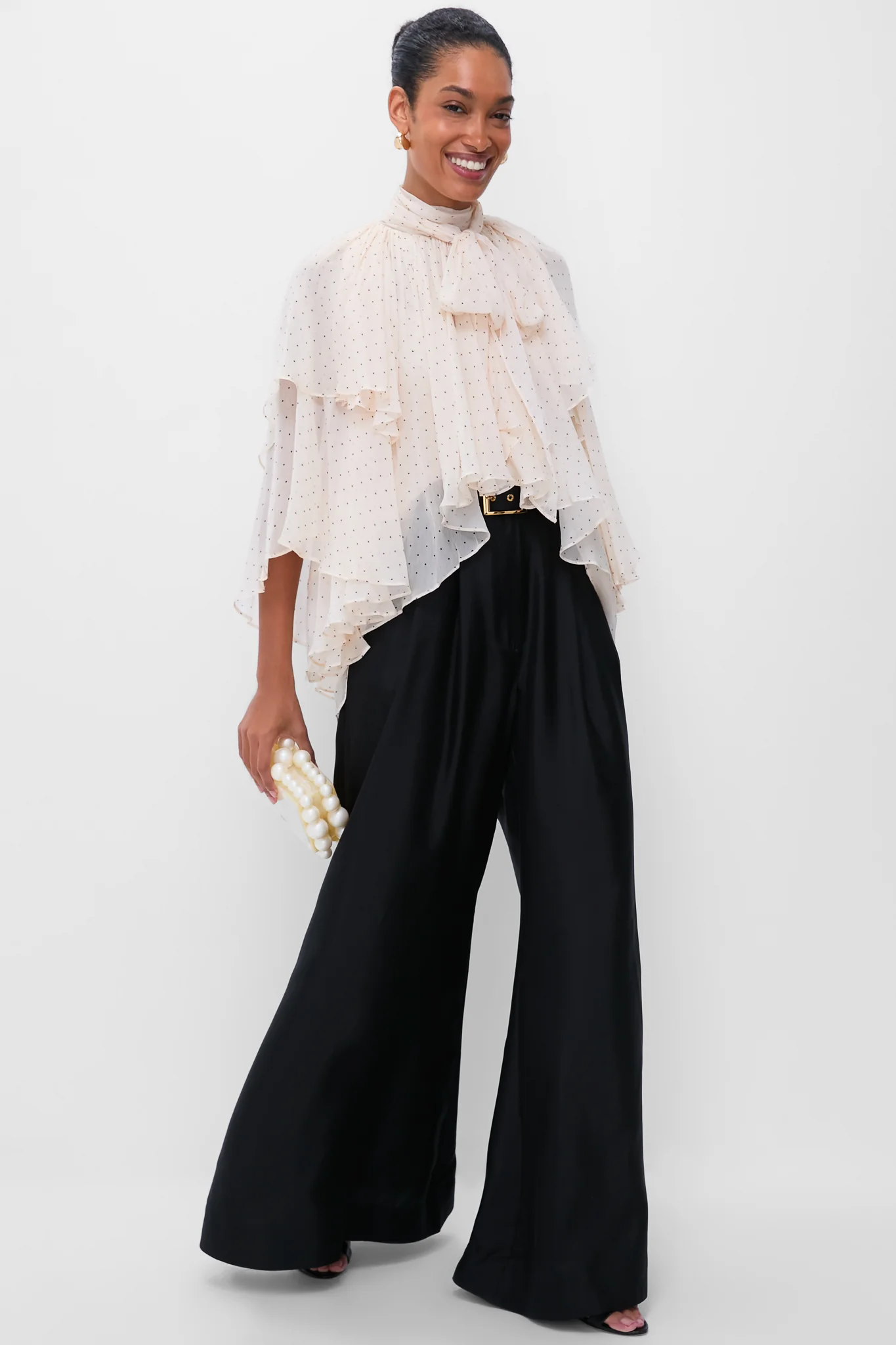 Cream Dot Hypnotic Cascading Blouse - Image 2