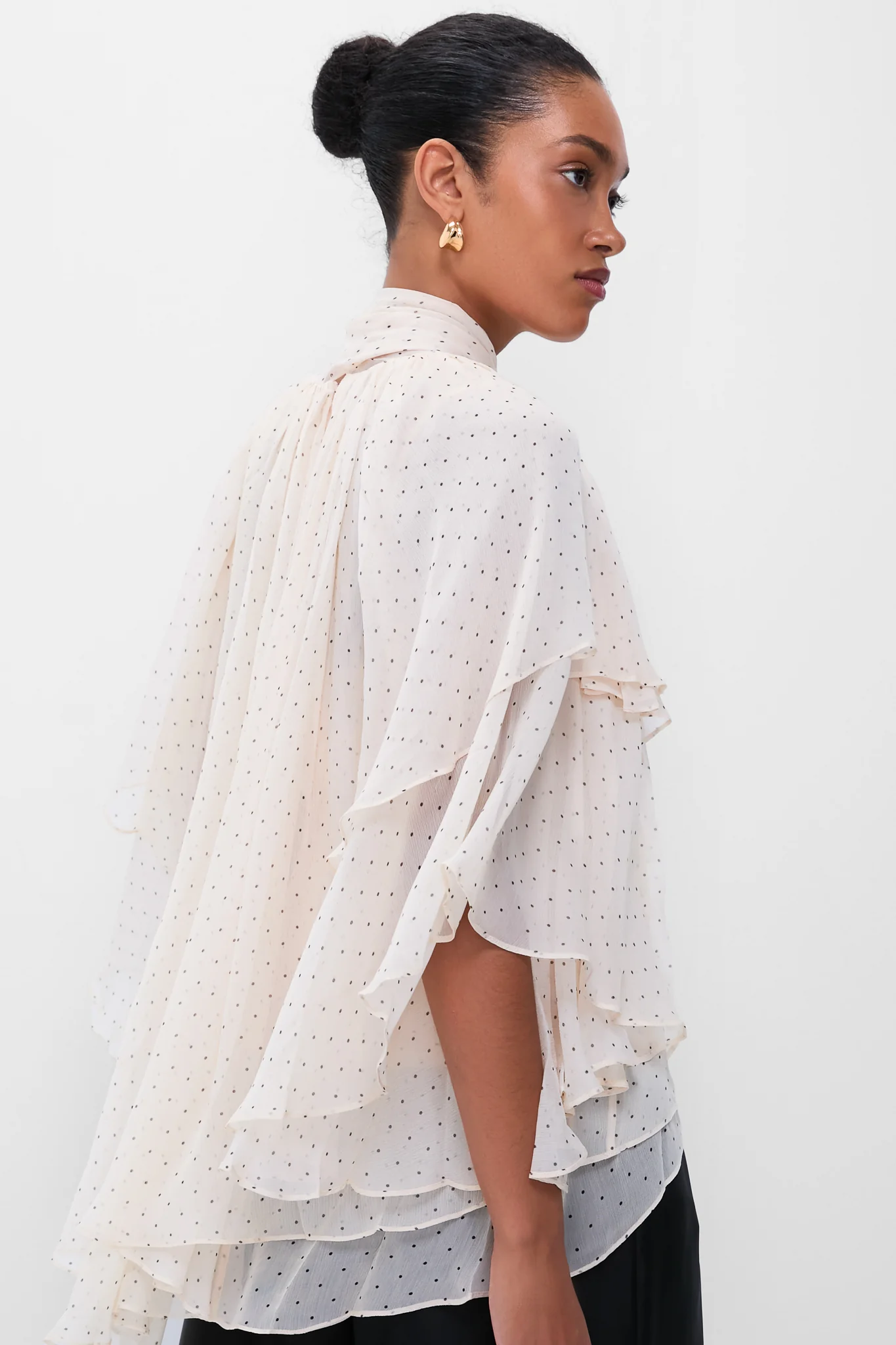 Cream Dot Hypnotic Cascading Blouse - Image 4