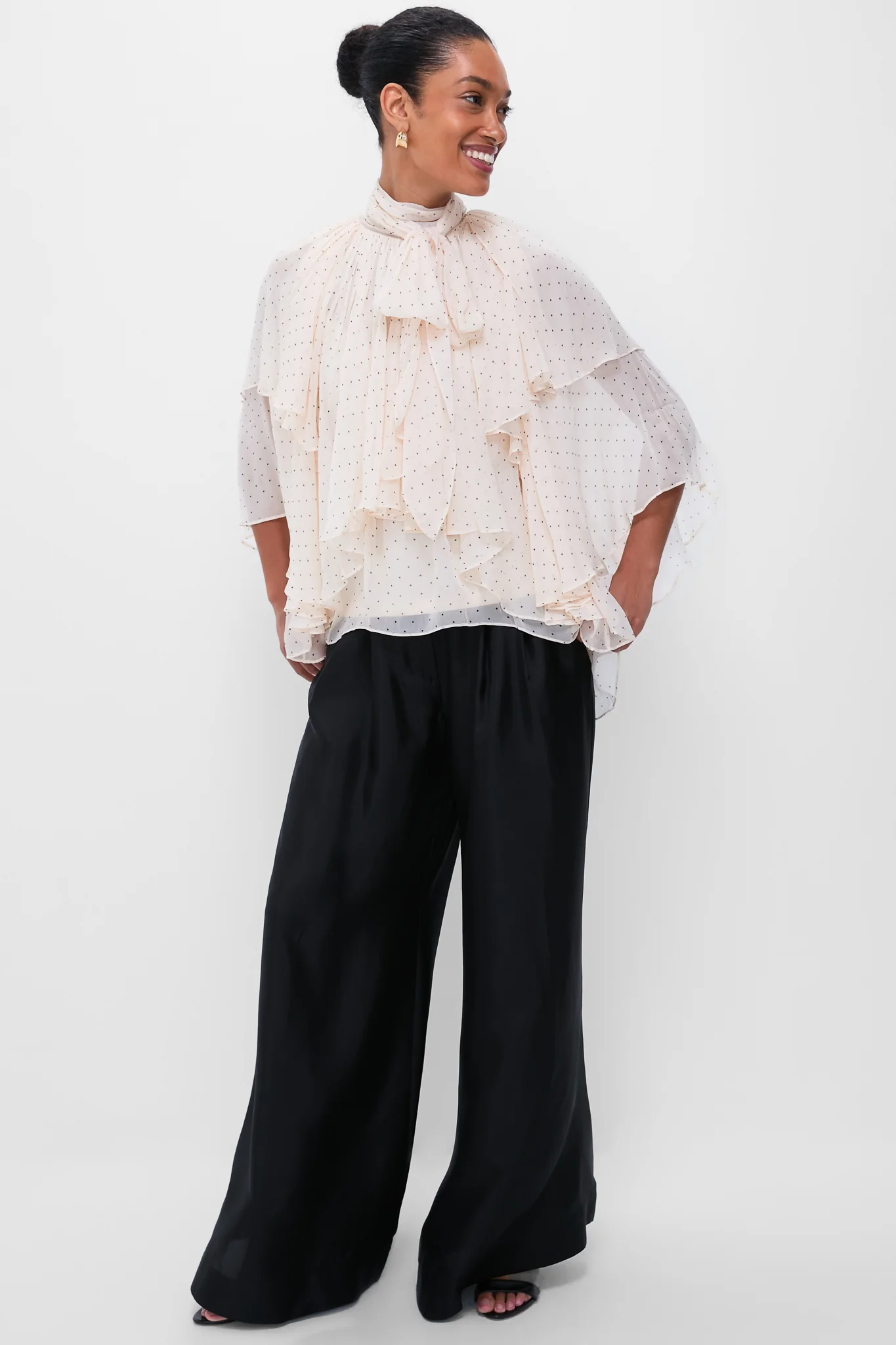 Cream Dot Hypnotic Cascading Blouse - Image 6