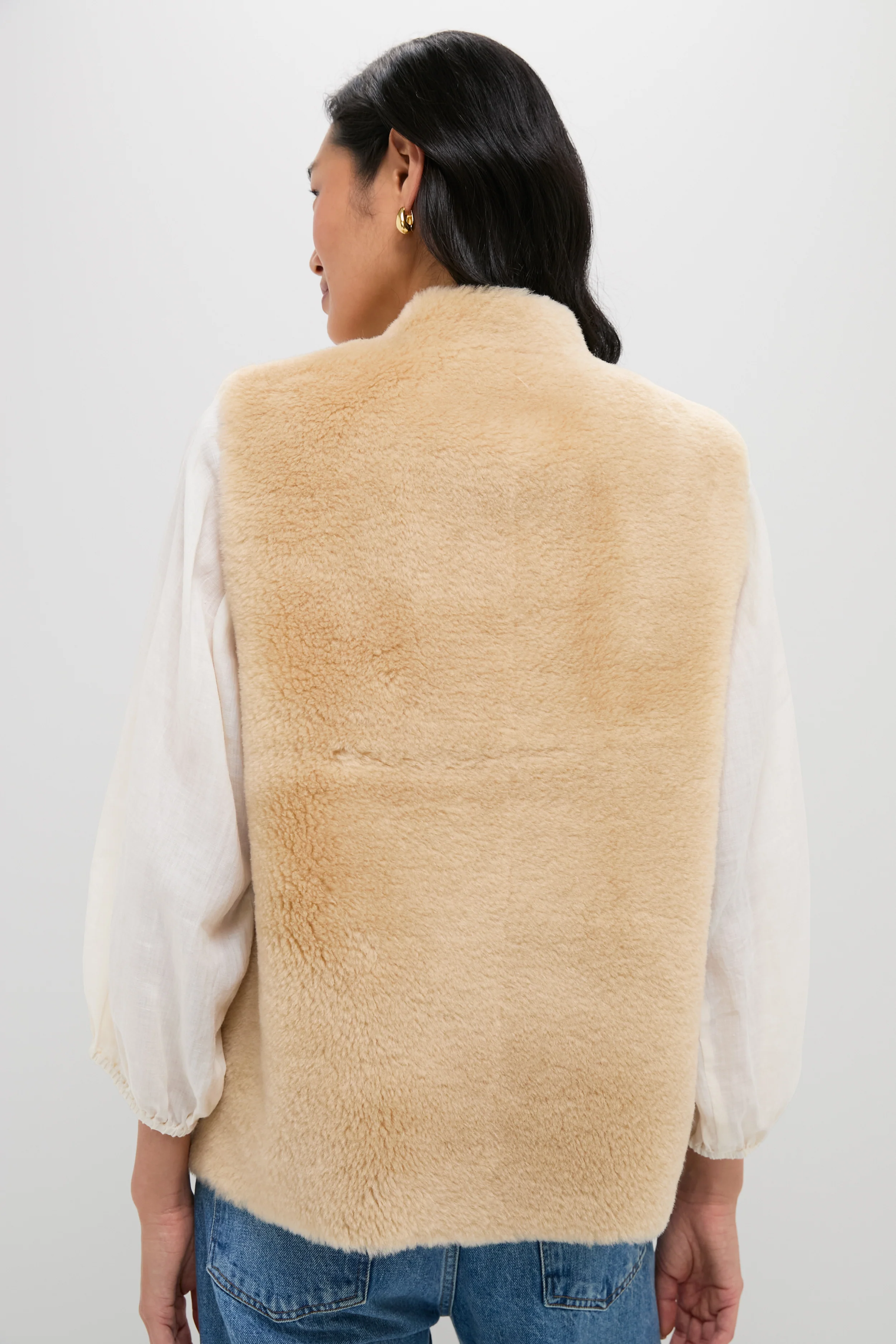 Cream Elliot Shearling Tie-Front Vest - Image 4