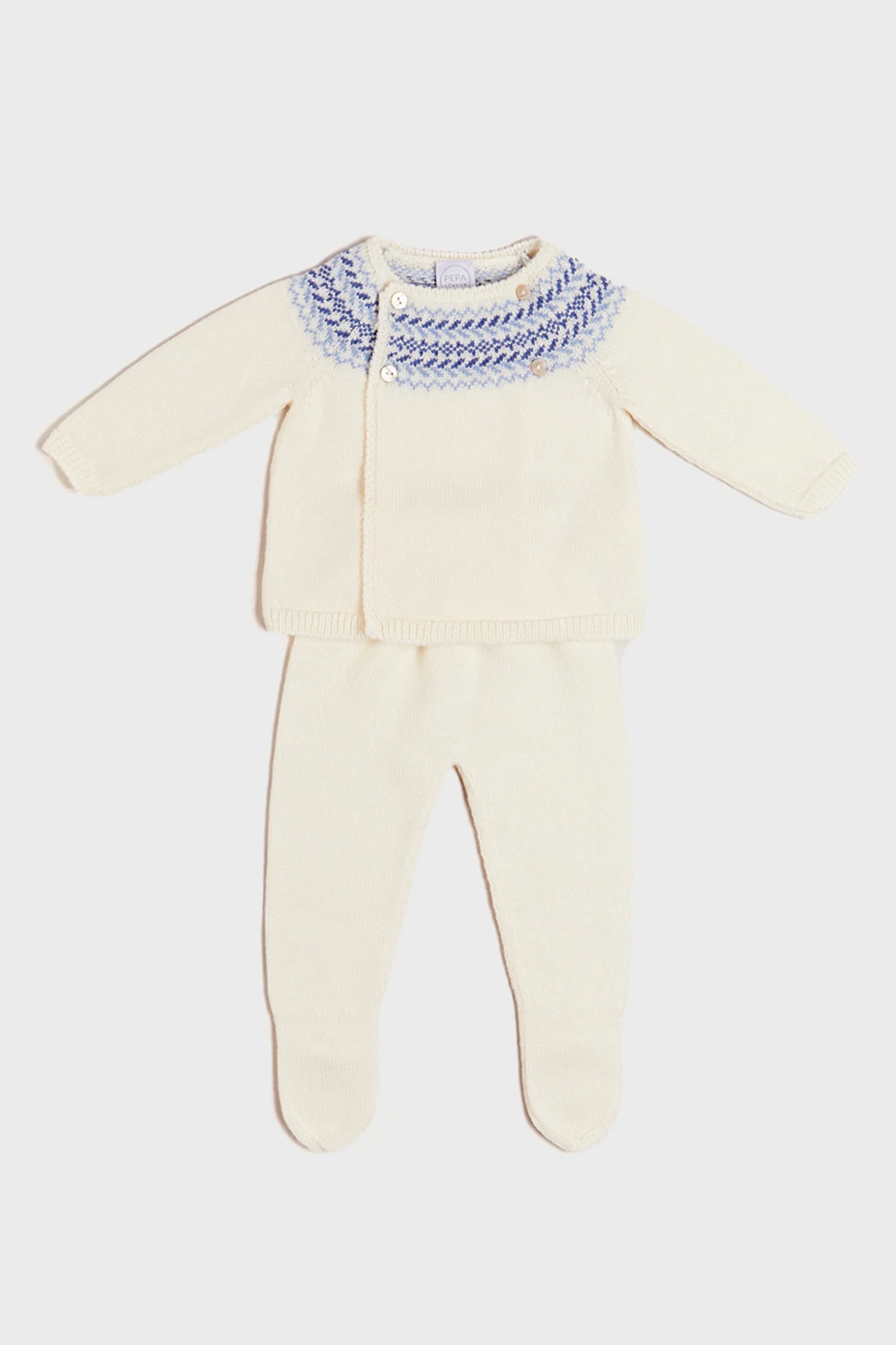Fair Isle Knitted Set in Cream - Image 2