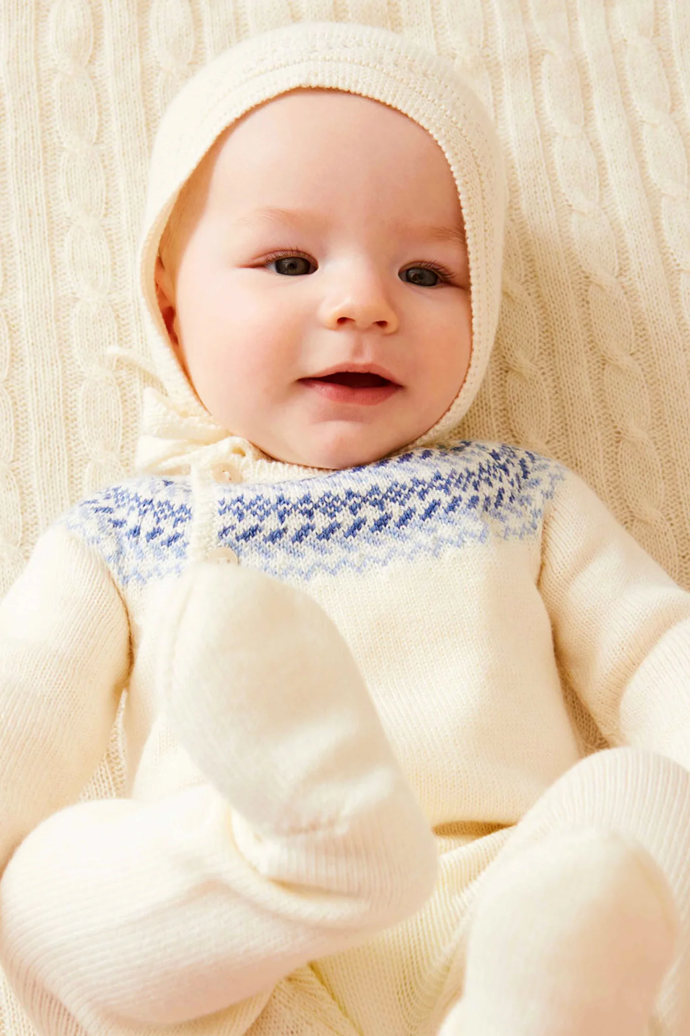 Fair Isle Knitted Set in Cream - Image 4