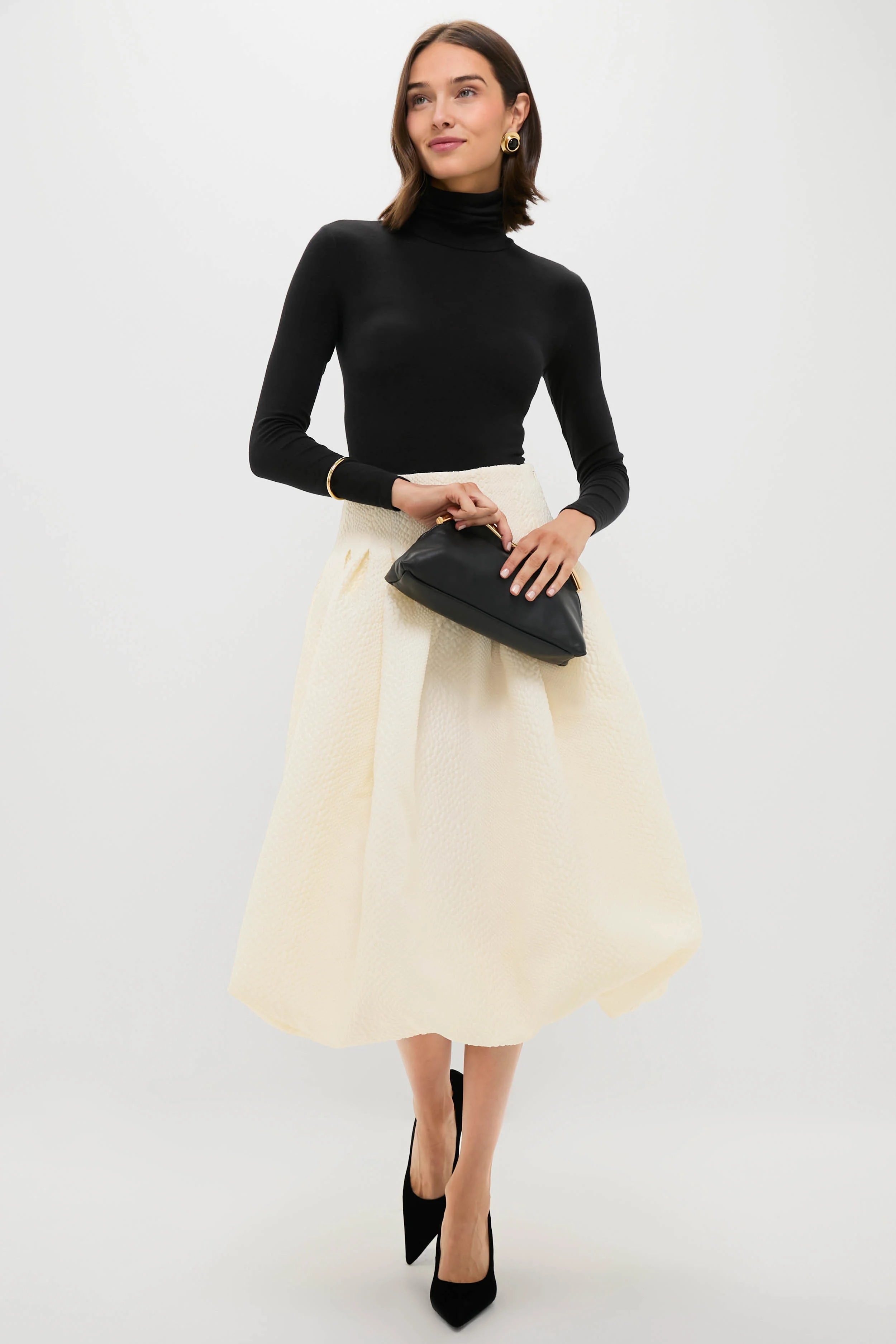 Cream Fayetta Embossed Bubble Skirt - Image 2