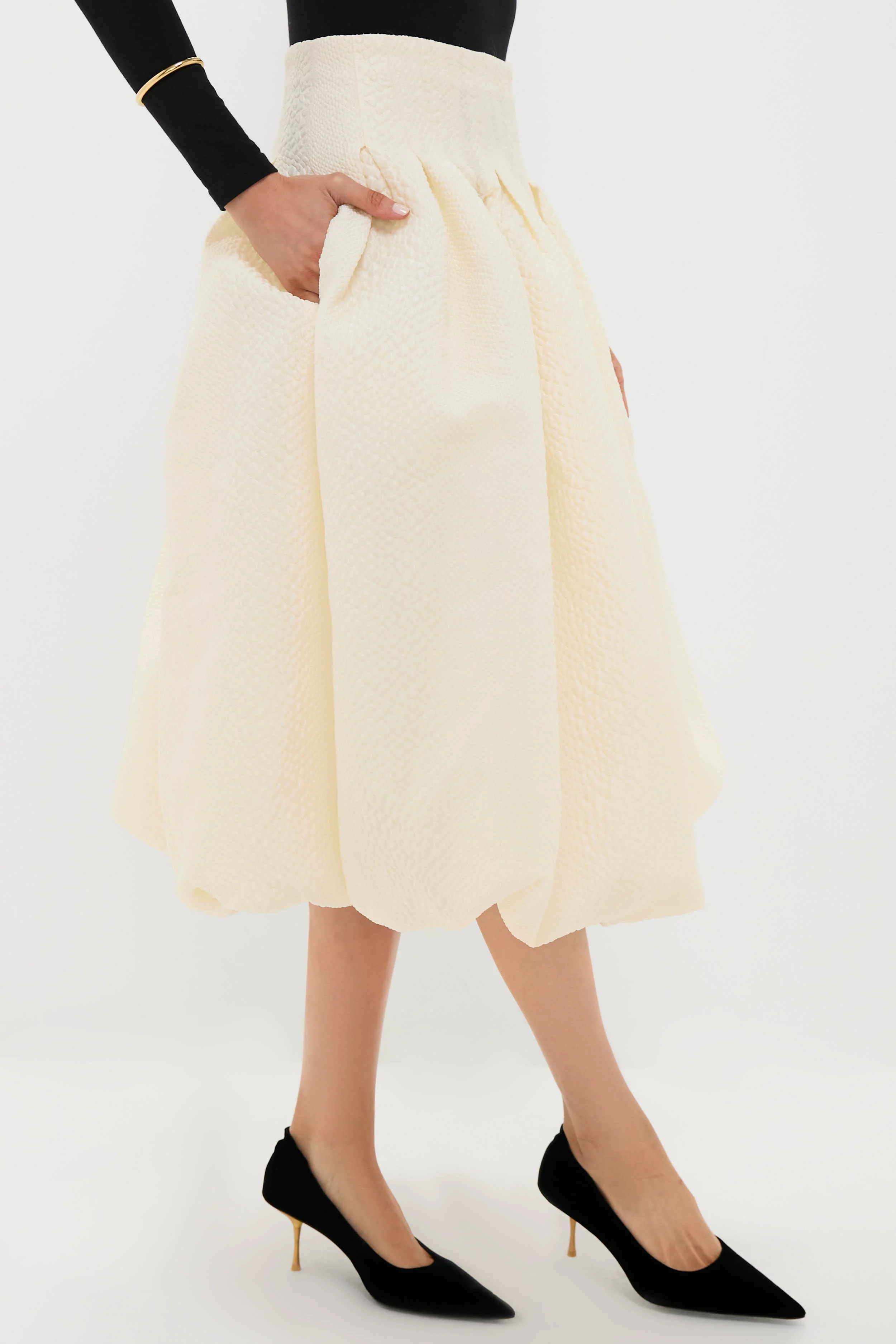 Cream Fayetta Embossed Bubble Skirt - Image 3