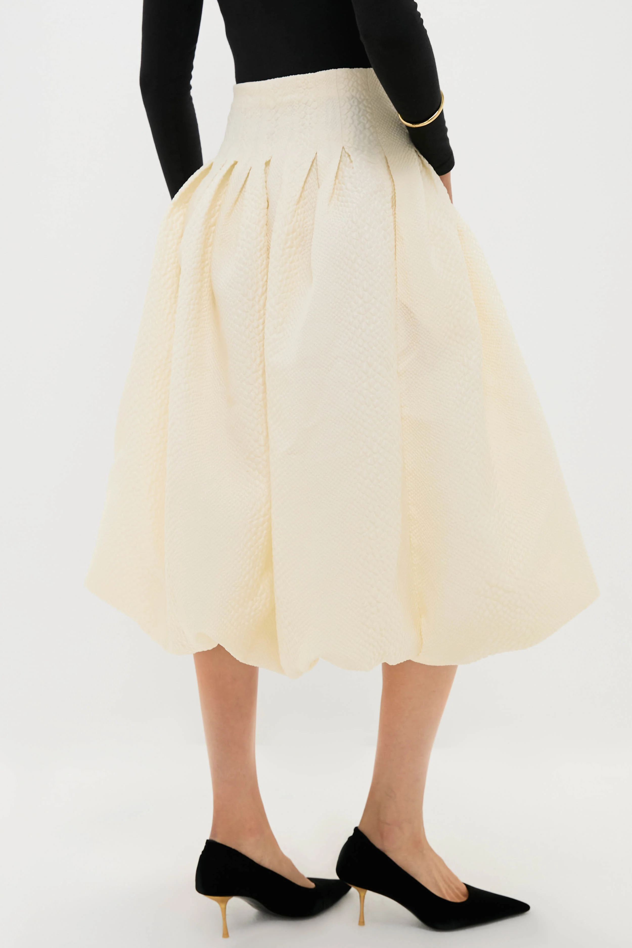 Cream Fayetta Embossed Bubble Skirt - Image 4