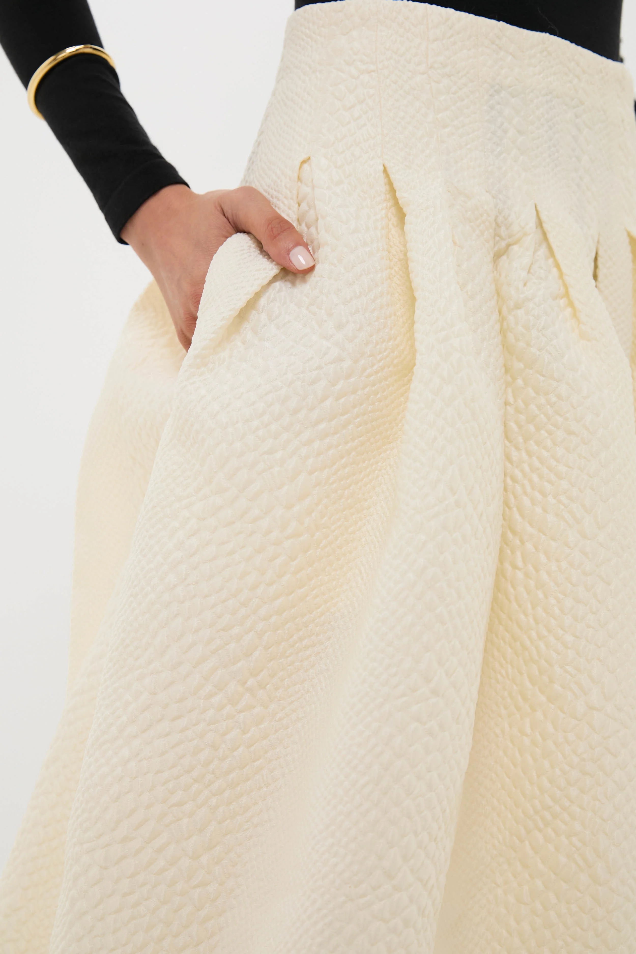 Cream Fayetta Embossed Bubble Skirt - Image 5