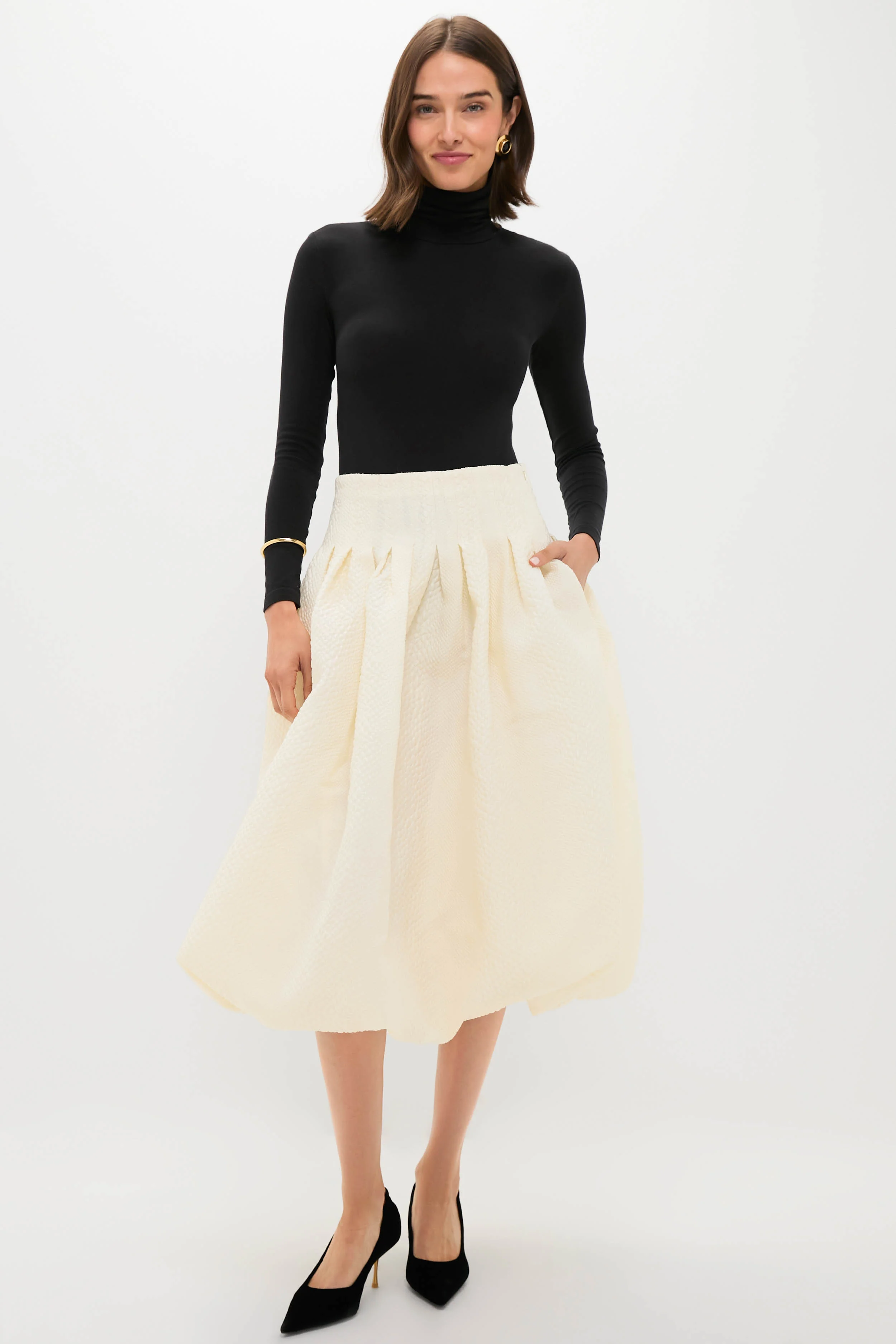 Cream Fayetta Embossed Bubble Skirt - Image 6