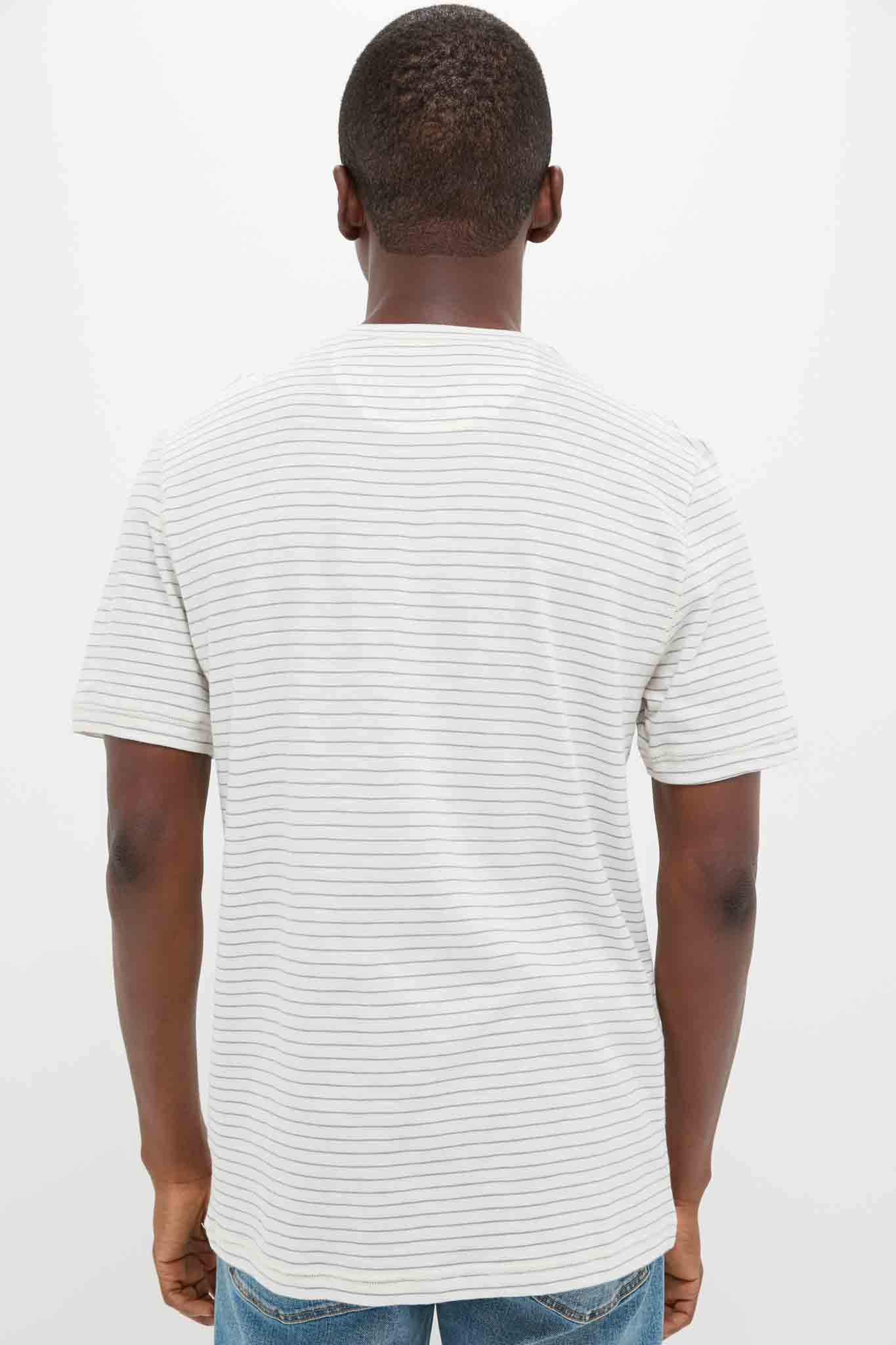 Cream Flint Stripe Short Sleeve Sunwashed Henley - Image 4