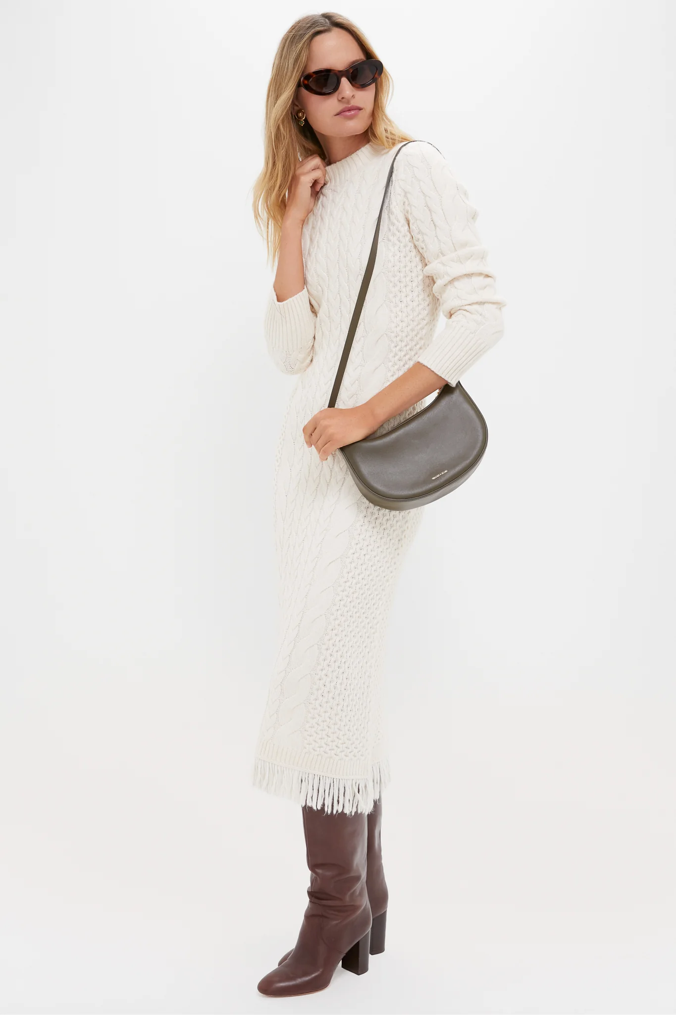 Cream Freya Fringe Sweater Dress - Image 3