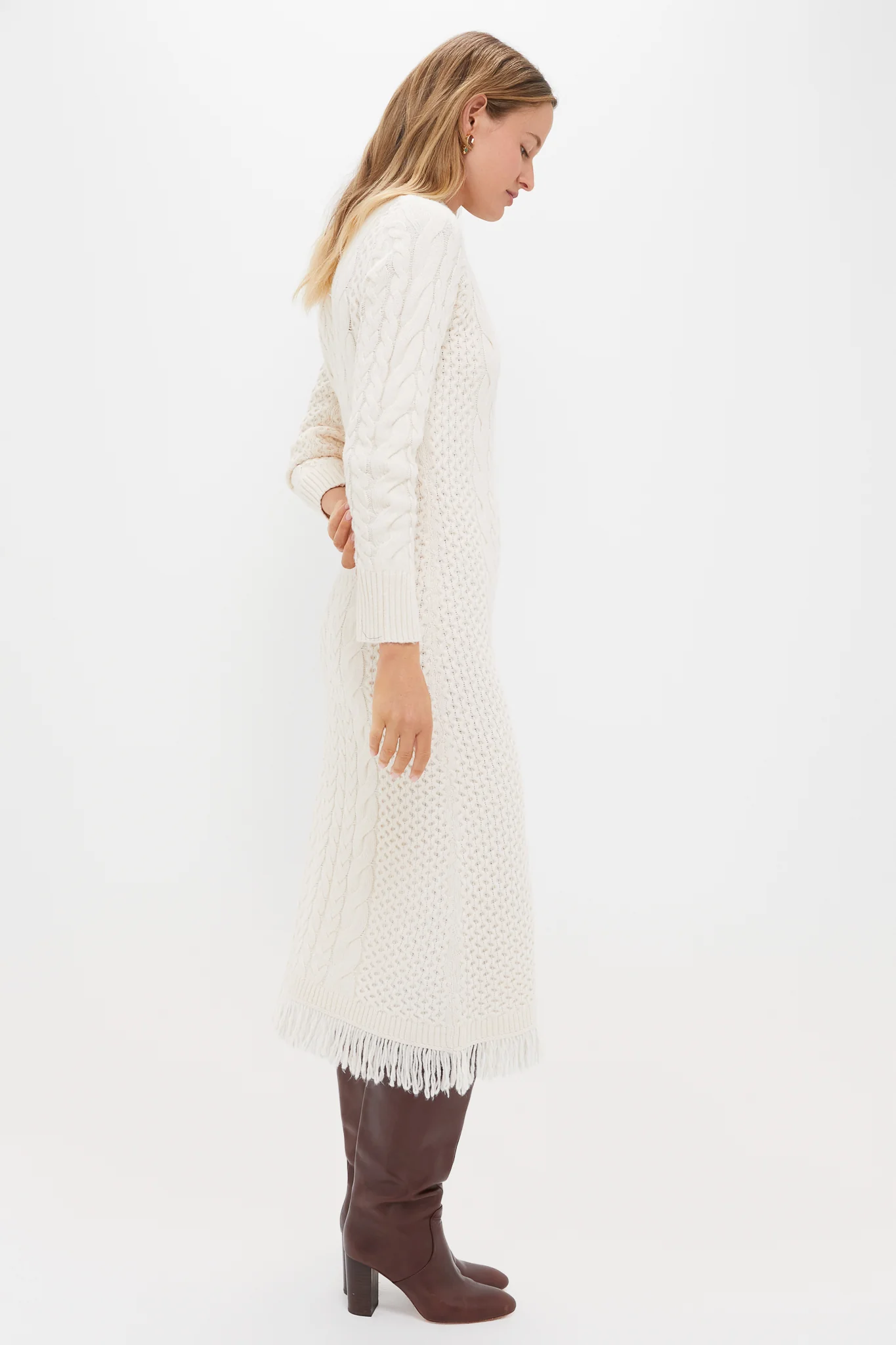 Cream Freya Fringe Sweater Dress - Image 4