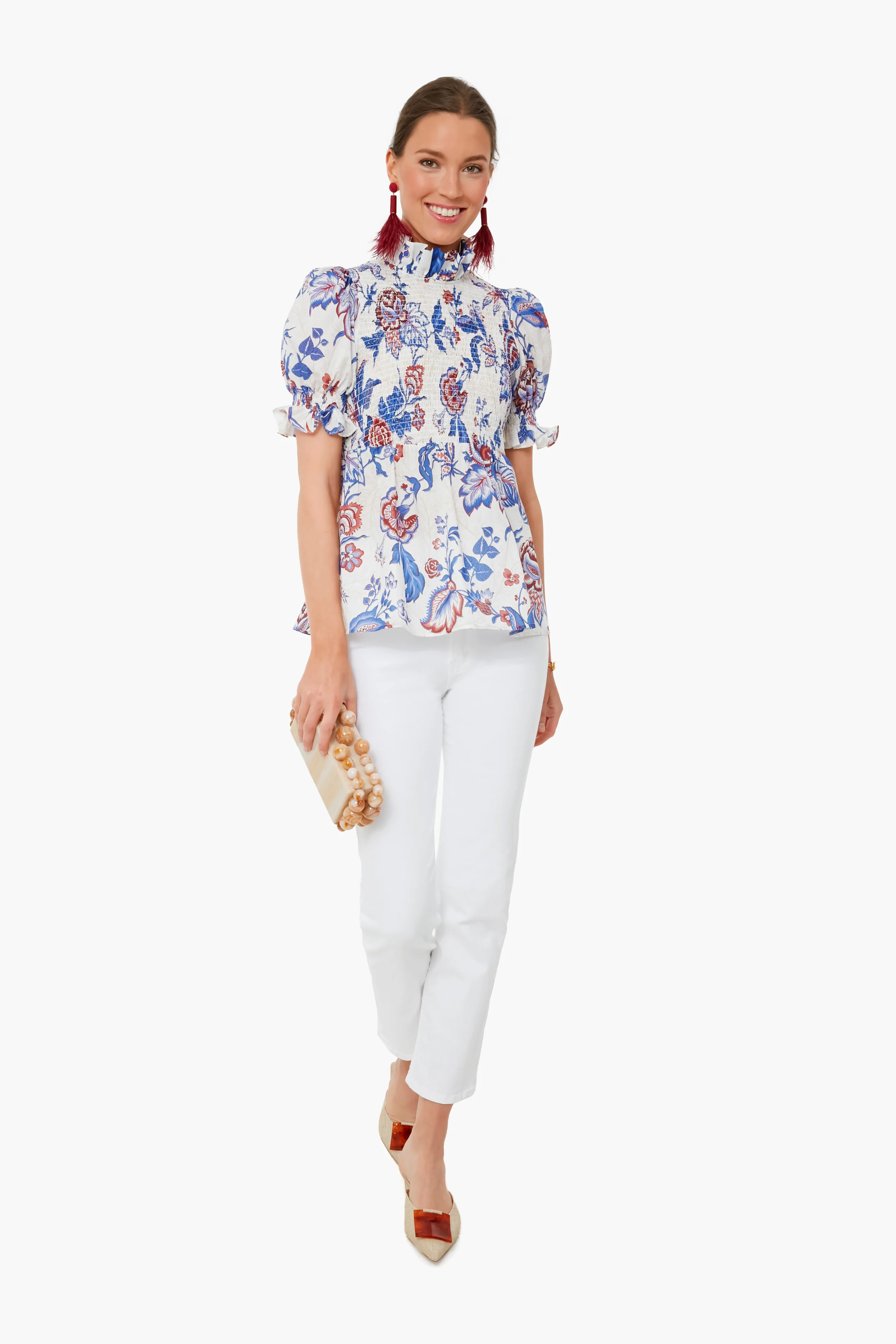 Cream Heirloom Floral Short Sleeve Rowen Blouse - Image 2