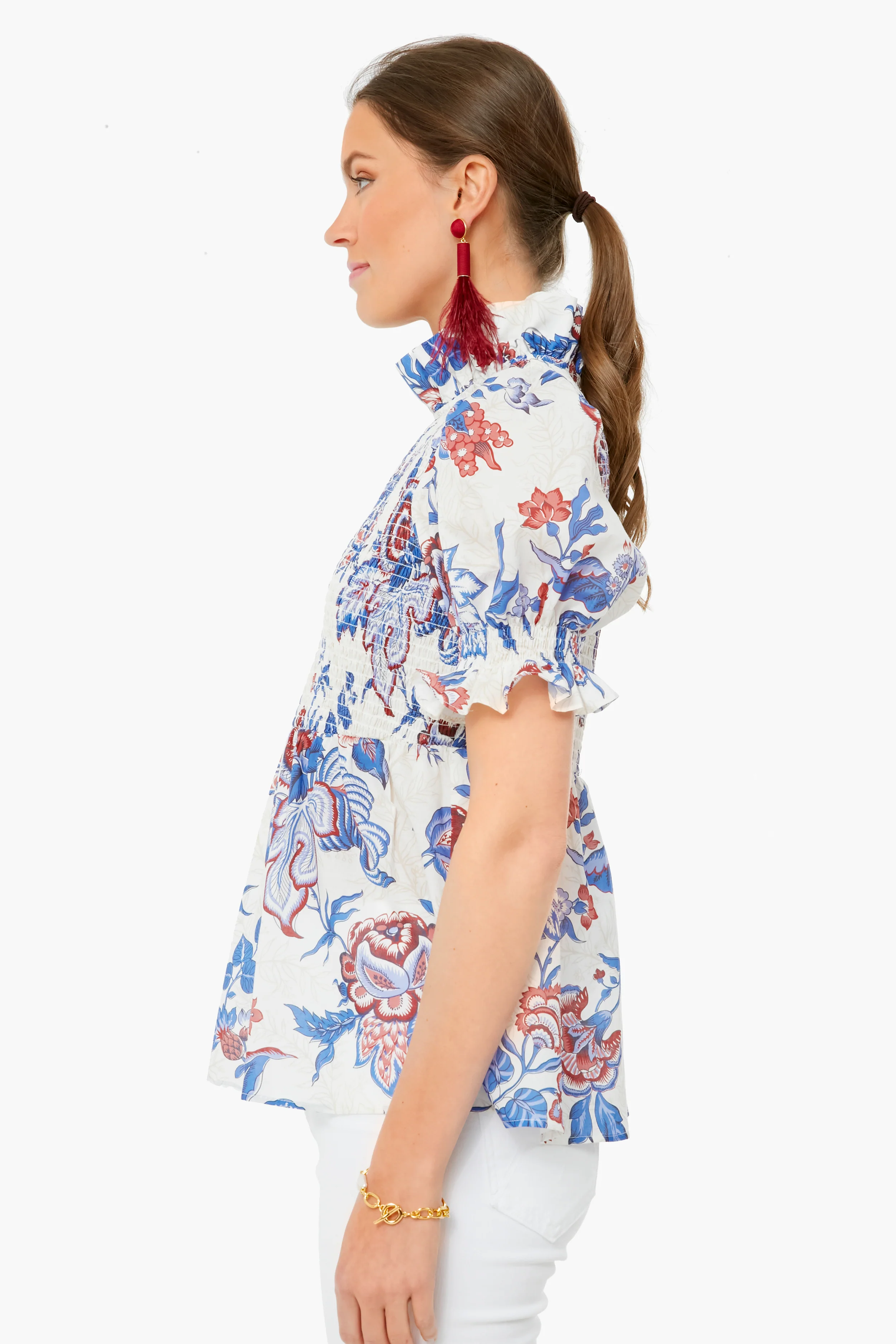 Cream Heirloom Floral Short Sleeve Rowen Blouse - Image 3