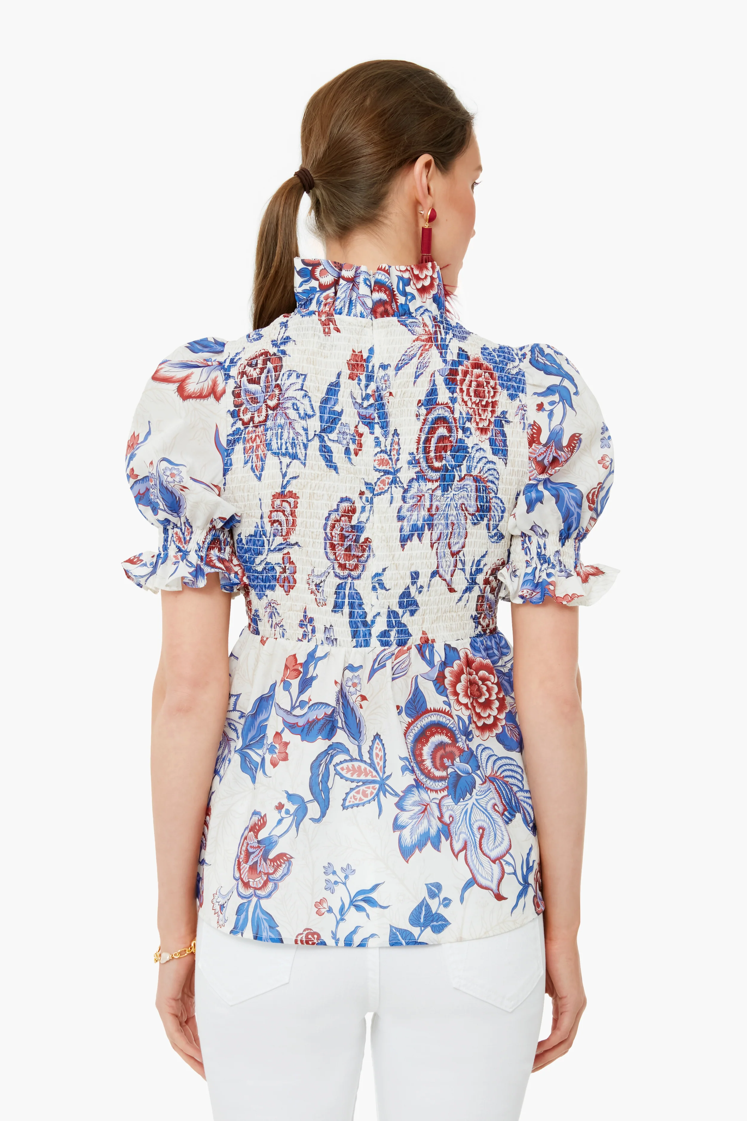 Cream Heirloom Floral Short Sleeve Rowen Blouse - Image 4